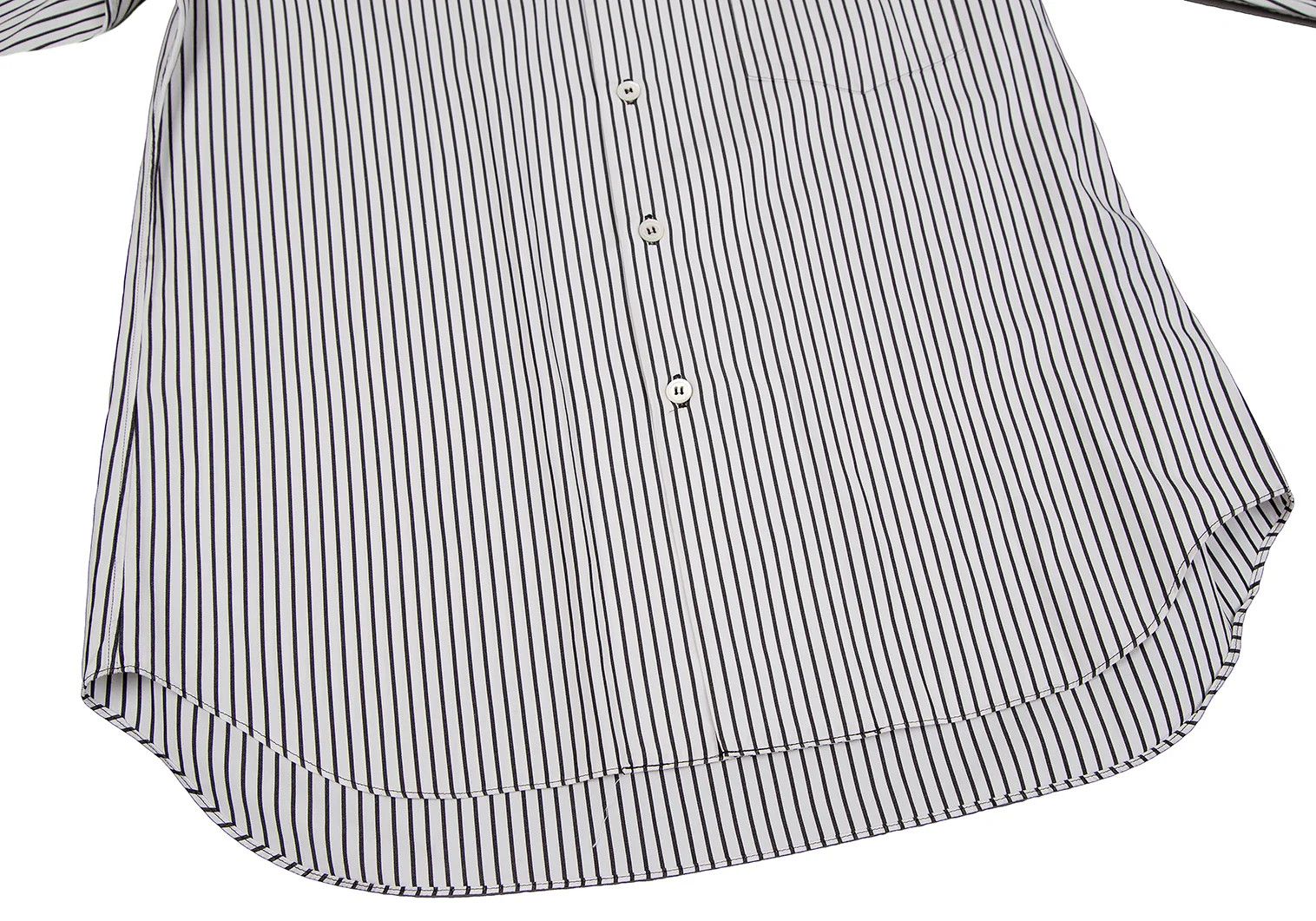 Comme des Garcons Homme Plus Striped Frill Decor Shirt in Black and White, Size XS Size US XS / EU 42 / 0 - 11 Thumbnail
