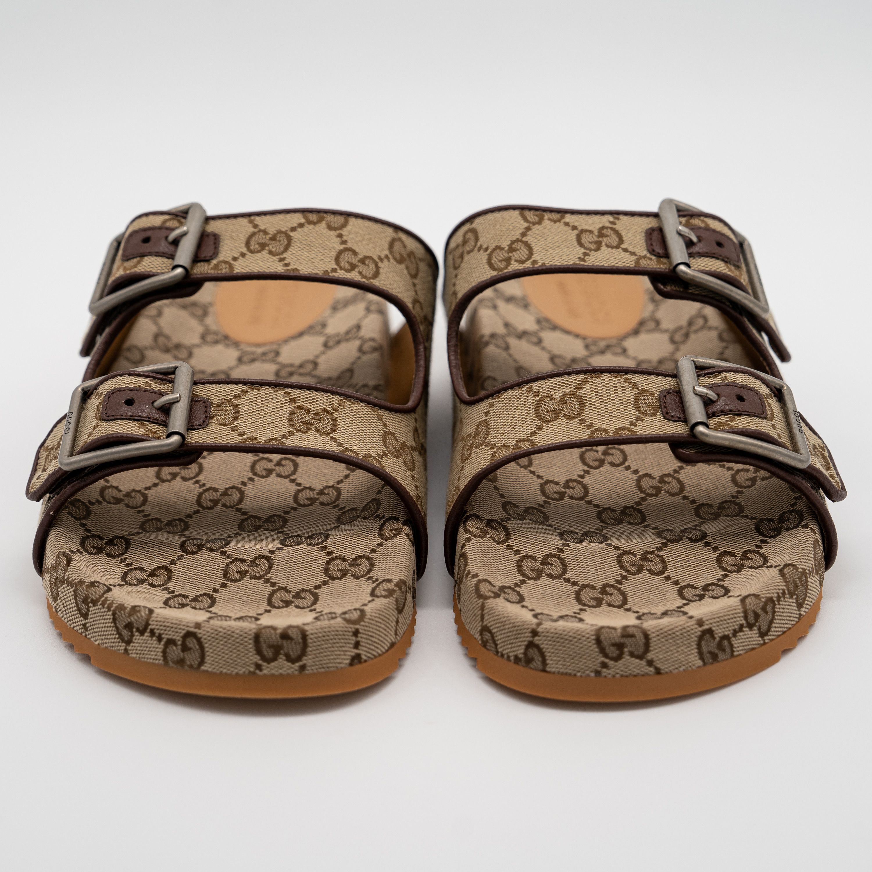 Gucci 11G 11.5 US Gucci GG Canvas Slide Sandals Straps Beige Brown Size US 11.5 / EU 44-45 - 2 Thumbnail