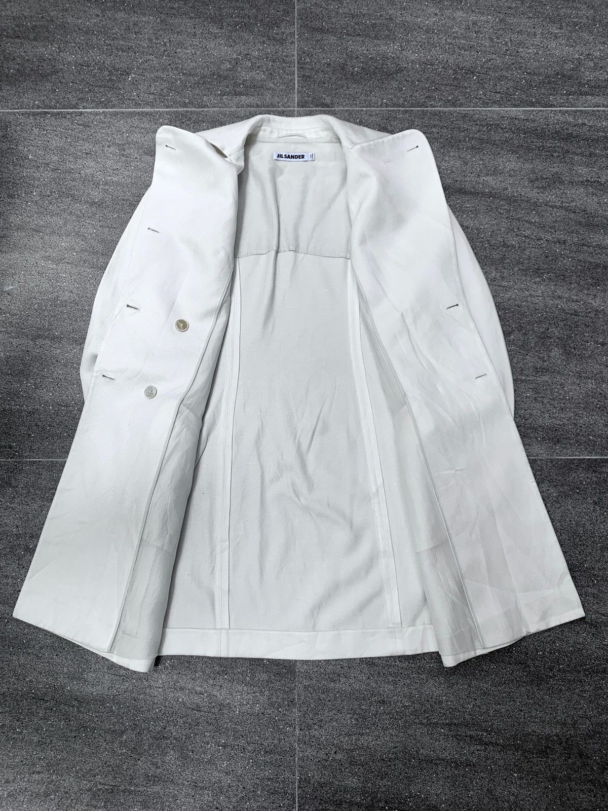 Jil Sander × Raf Simons 2000s Linen Blend Double Breasted Coat Size XS / US 0-2 / IT 36-38 - 4 Thumbnail