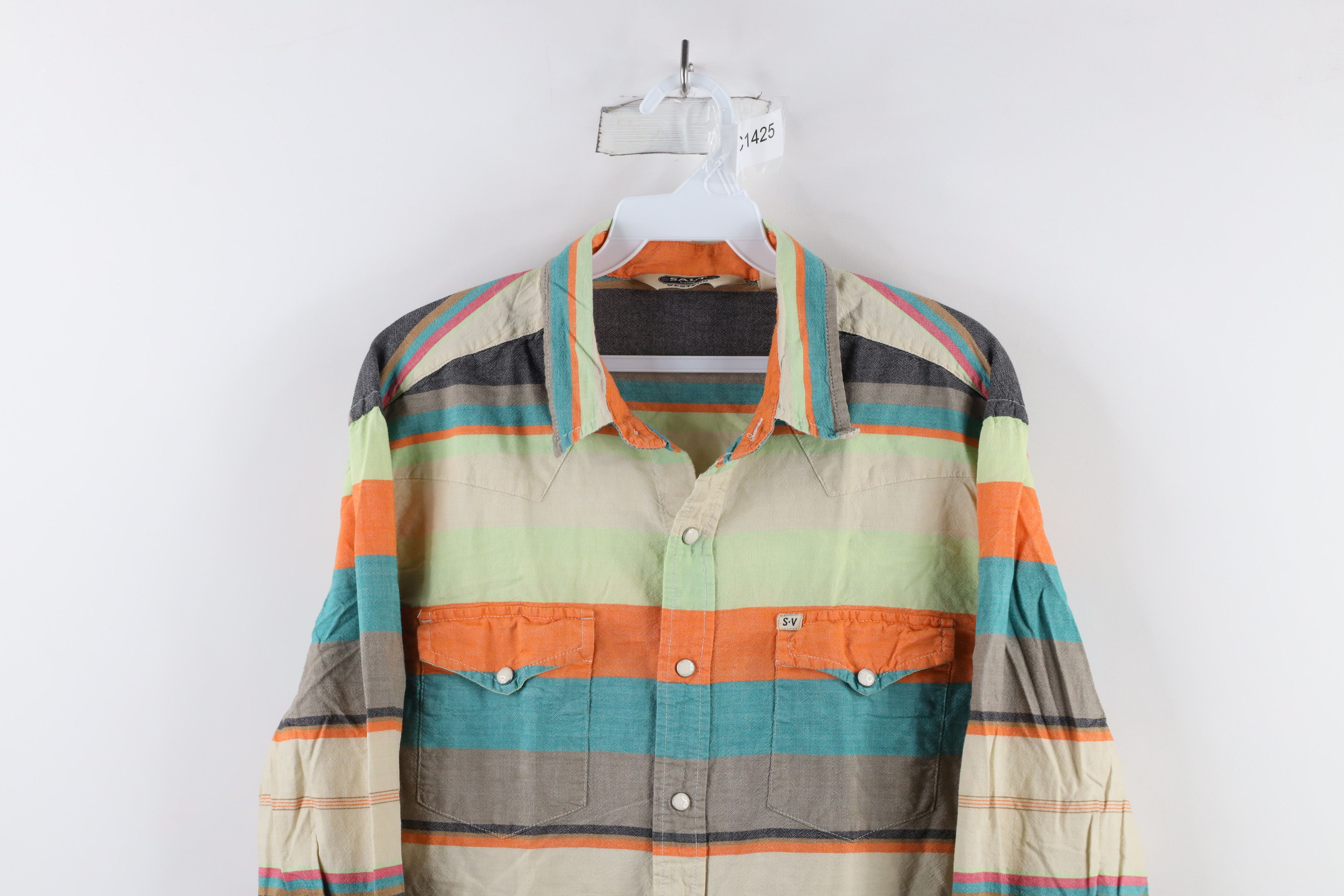 Salt Valley × Vintage Salt Valley Western Rainbow Striped Snap Button Shirt Cotton Size US M / EU 48-50 / 2 - 2 Thumbnail
