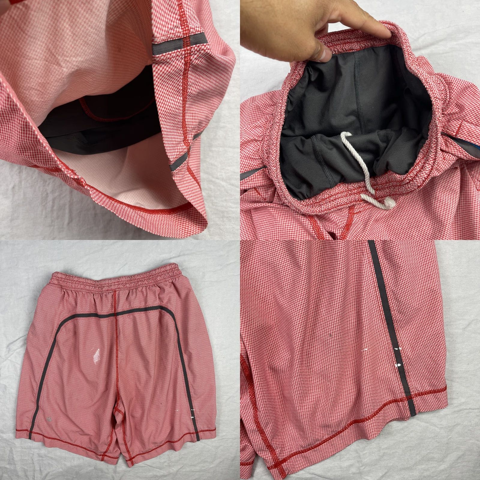 Lululemon Lululemon Athletic Shorts Mens Large Red Checkered Lined Running Reflective Size US 33 - 8 Thumbnail