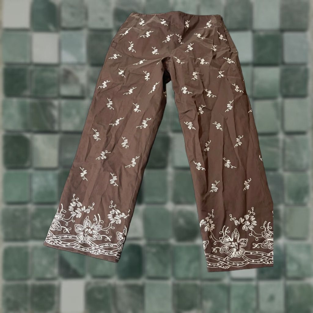 Jones New York Jones New York Pants Womens Size 6 Brown Floral Pattern Straight Leg Ankle Front Flat Pockets Casual Size 28" / US 6 / IT 42 - 1 Thumbnail