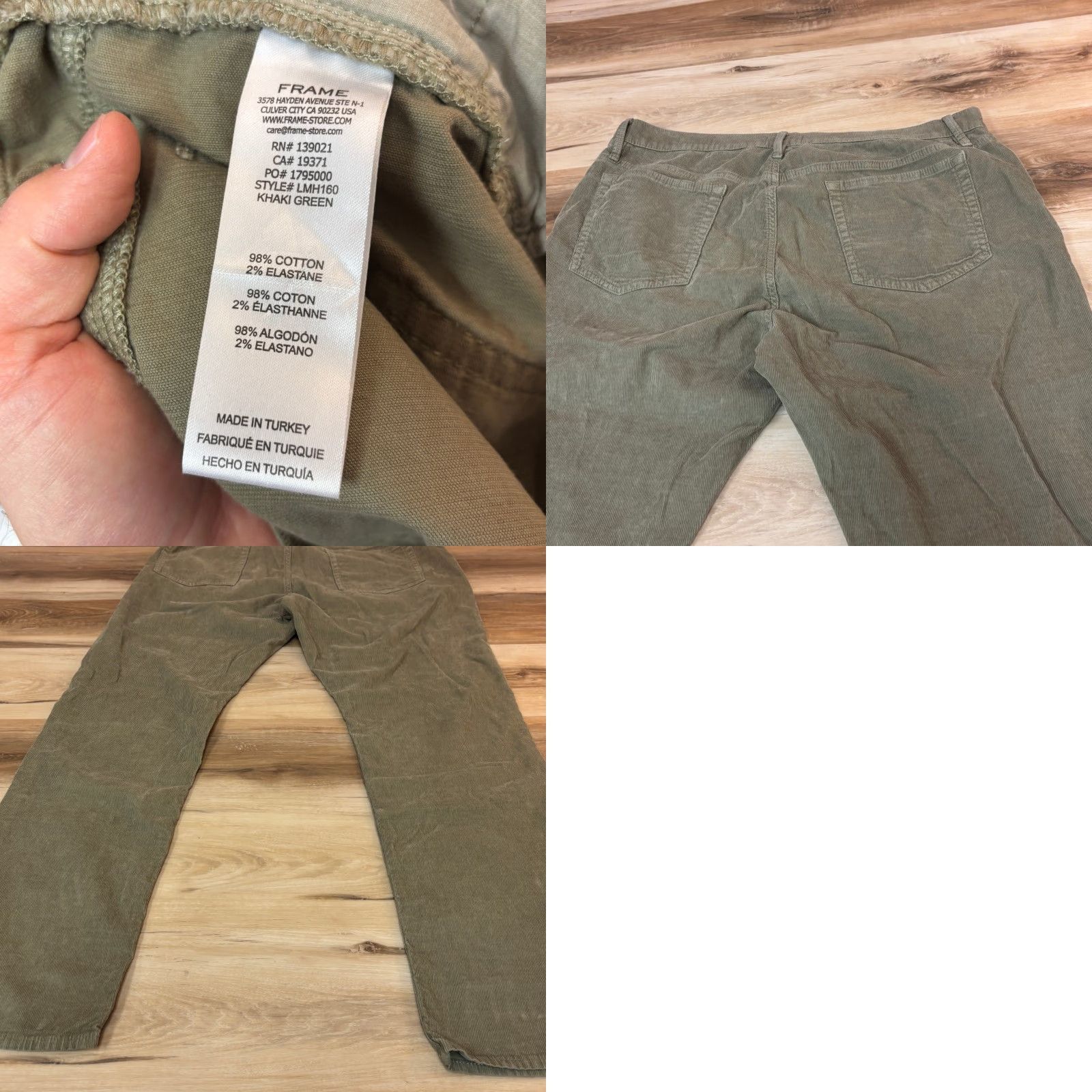 Frame FRAME L'Homme Slim Corduroy Pants Mens Size 38 Khaki Green Cotton Blend Slim Fit Casual Workwear Cotton Blend Black? Size US 38 / EU 54 - 8 Thumbnail