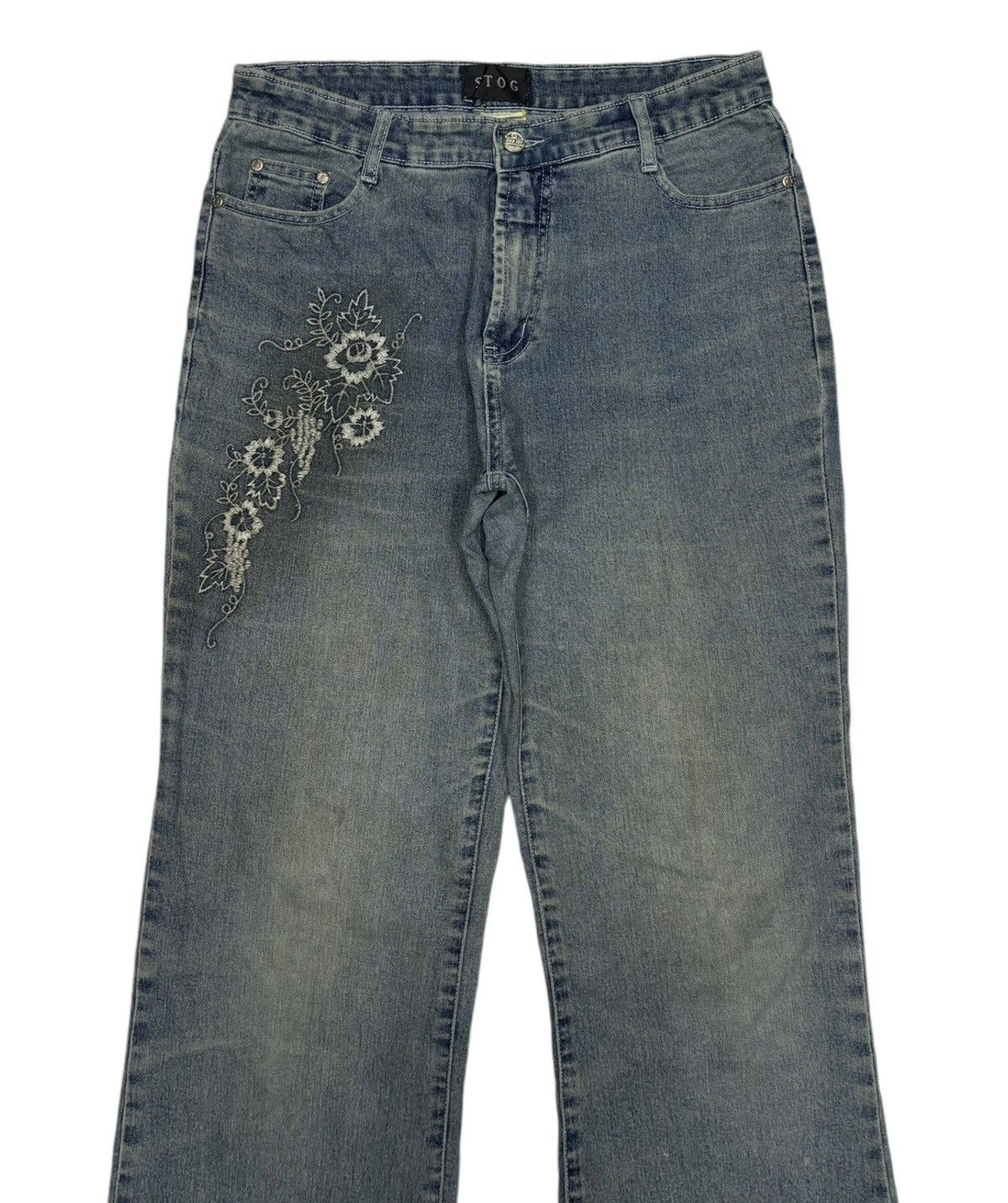 If Six Was Nine Vintage Stog Flare Jeans Flower Embroidery Denim Size US 30 / EU 46 - 3 Thumbnail