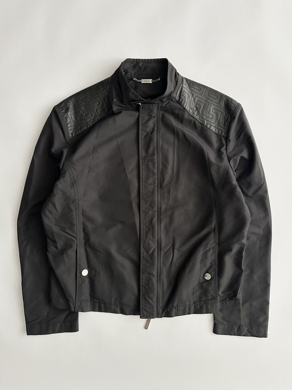 Versace Versace Mainline Nylon Leather Racer Jacket Size US L / EU 52-54 / 3 - 1 Thumbnail