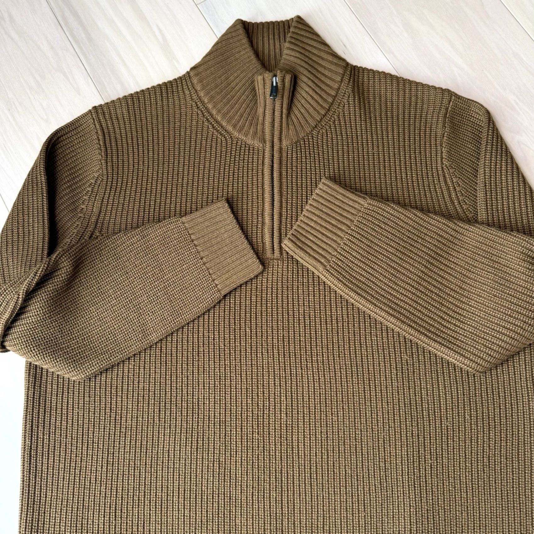 Todd Snyder Todd Snyder Merino Wool Sweater XL Camel Brown 1/4 Zip Mock Neck New York Mens Pullover Solid Knit Cap Size US XL / EU 56 / 4 - 6 Thumbnail