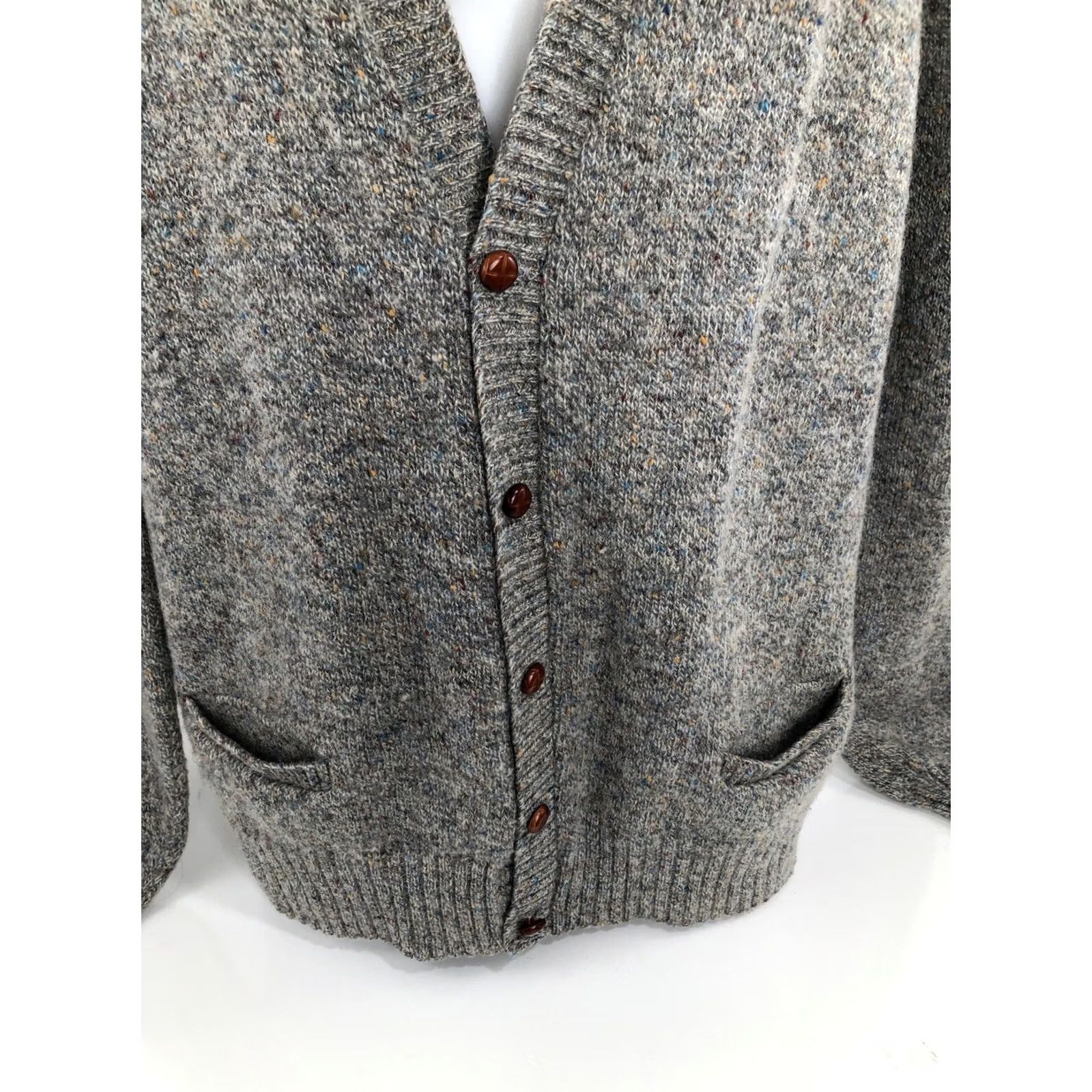 Vintage Robert Bruce / UNION MADE Vtg. XL TALL Wool Blend Cardigan Knit Sweater - EXC. - Gray / Blue / Red / Gold Mens Cardigan Breezeway C4 Size US XL / EU 56 / 4 - 2 Thumbnail