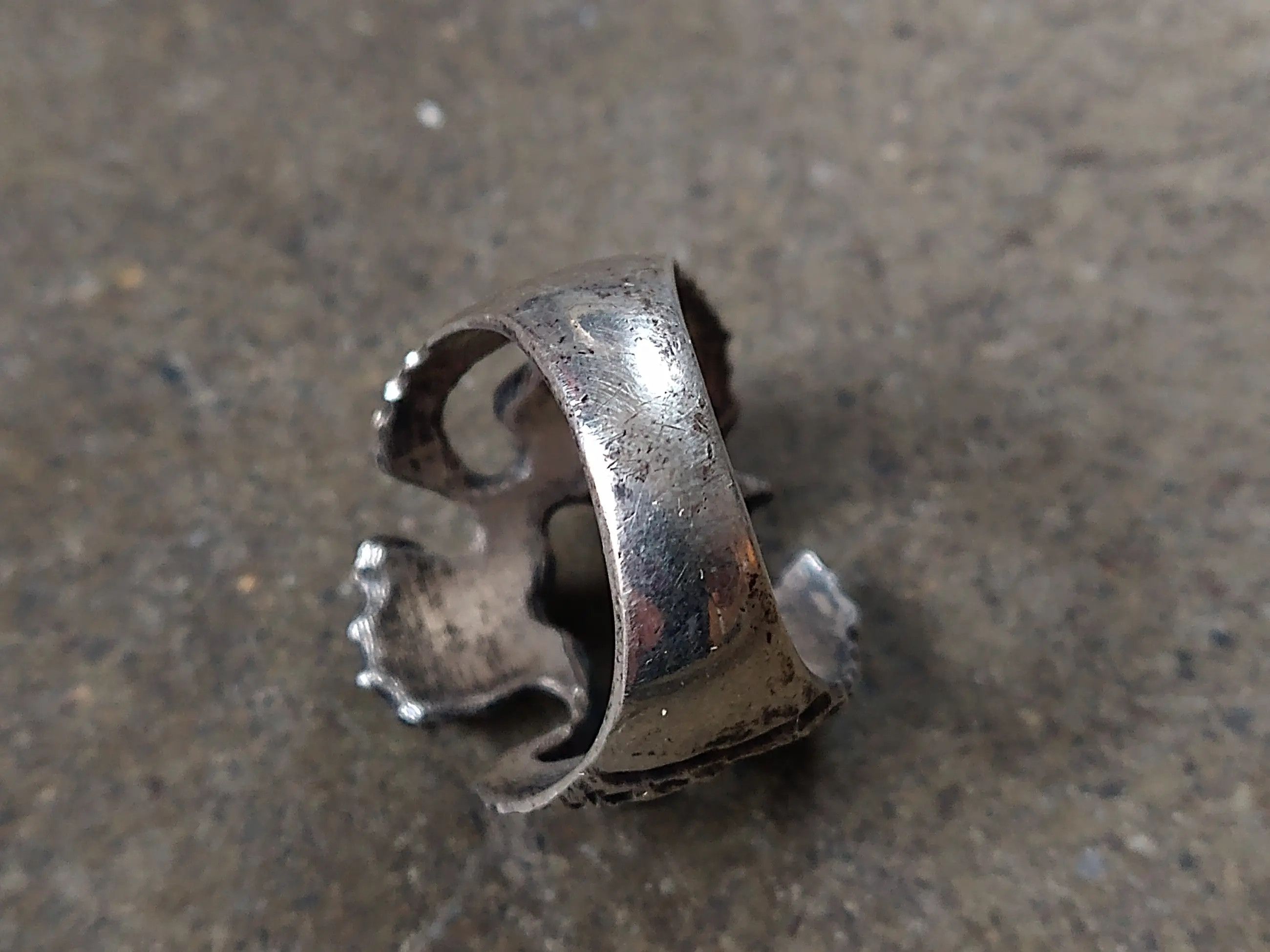 Jewelry Vintage Sterling Silver Ring Turquoise 6.5 Brutalist Modern Size ONE SIZE - 12 Thumbnail