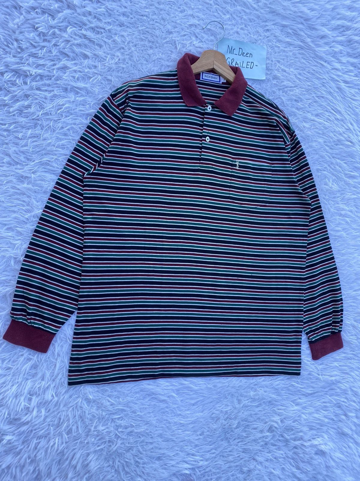 Yves Saint Laurent Rare Vintage Yves Saint Laurent YSL Striped Collar Shirt Size US M / EU 48-50 / 2 - 2 Thumbnail