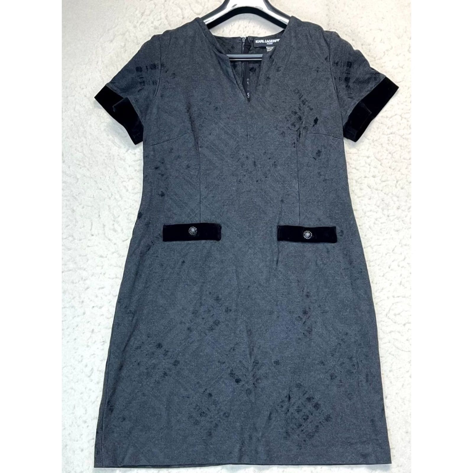 Karl Lagerfeld Karl Lagerfeld Paris Gray Black Sleeveless Tweed Mini Dress Women's Size 12 Zip Size XL / US 12-14 / IT 48-50 - 2 Thumbnail