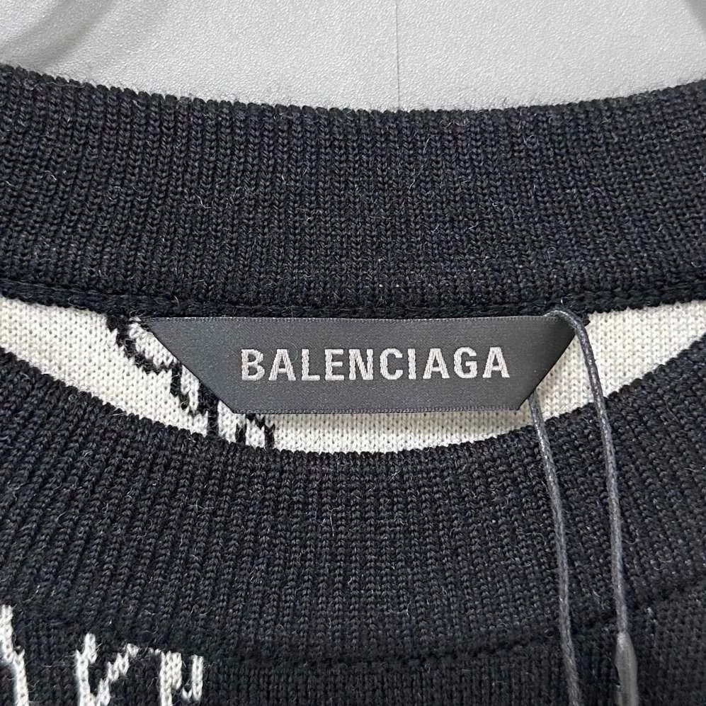 Balenciaga balenciaga patterned knit sweater in black Size US XS / EU 42 / 0 - 4 Thumbnail