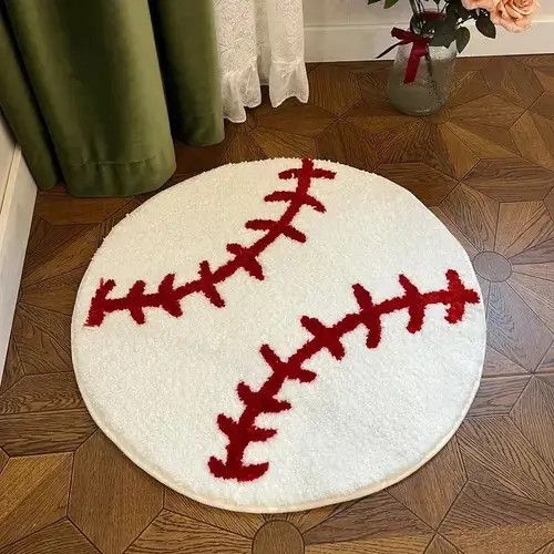 Designer Baseball Stitch Tufted Rug Size ONE SIZE - 1 Thumbnail