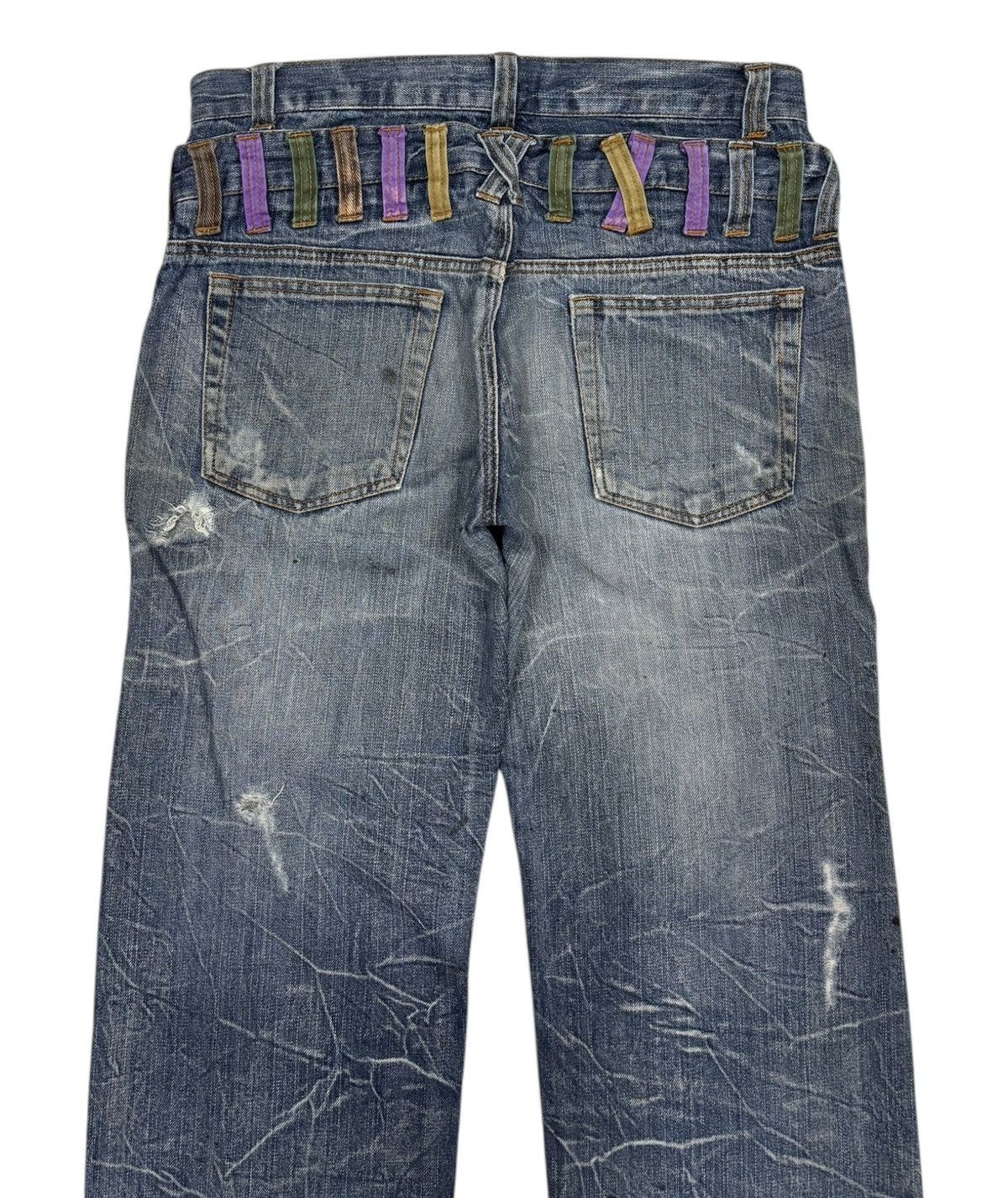 Other 🔥NYLAUS Clothing DOUBLE WAIST Punk Distressed Denim Jeans Size US 32 / EU 48 - 6 Thumbnail
