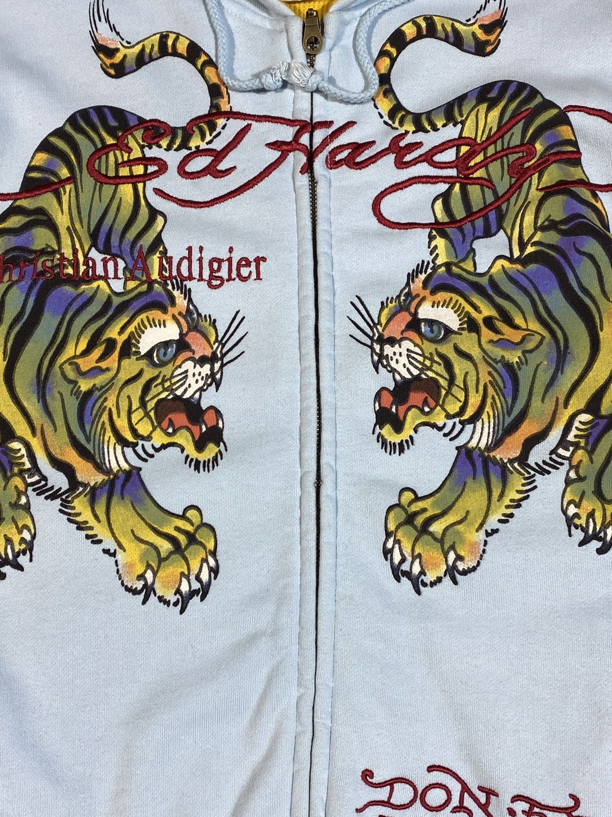 Ed Hardy × Japanese Brand Ed Hardy y2k hype streetwear style light blue zip hoodie Size US M / EU 48-50 / 2 - 7 Thumbnail