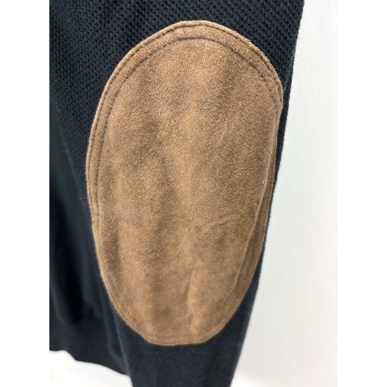 Ralph Lauren RALPH LAUREN Pima Cotton Pullover Sweater Large Black Elbow Patch 1/4 Zip Casual Mens Size US L / EU 52-54 / 3 - 4 Thumbnail