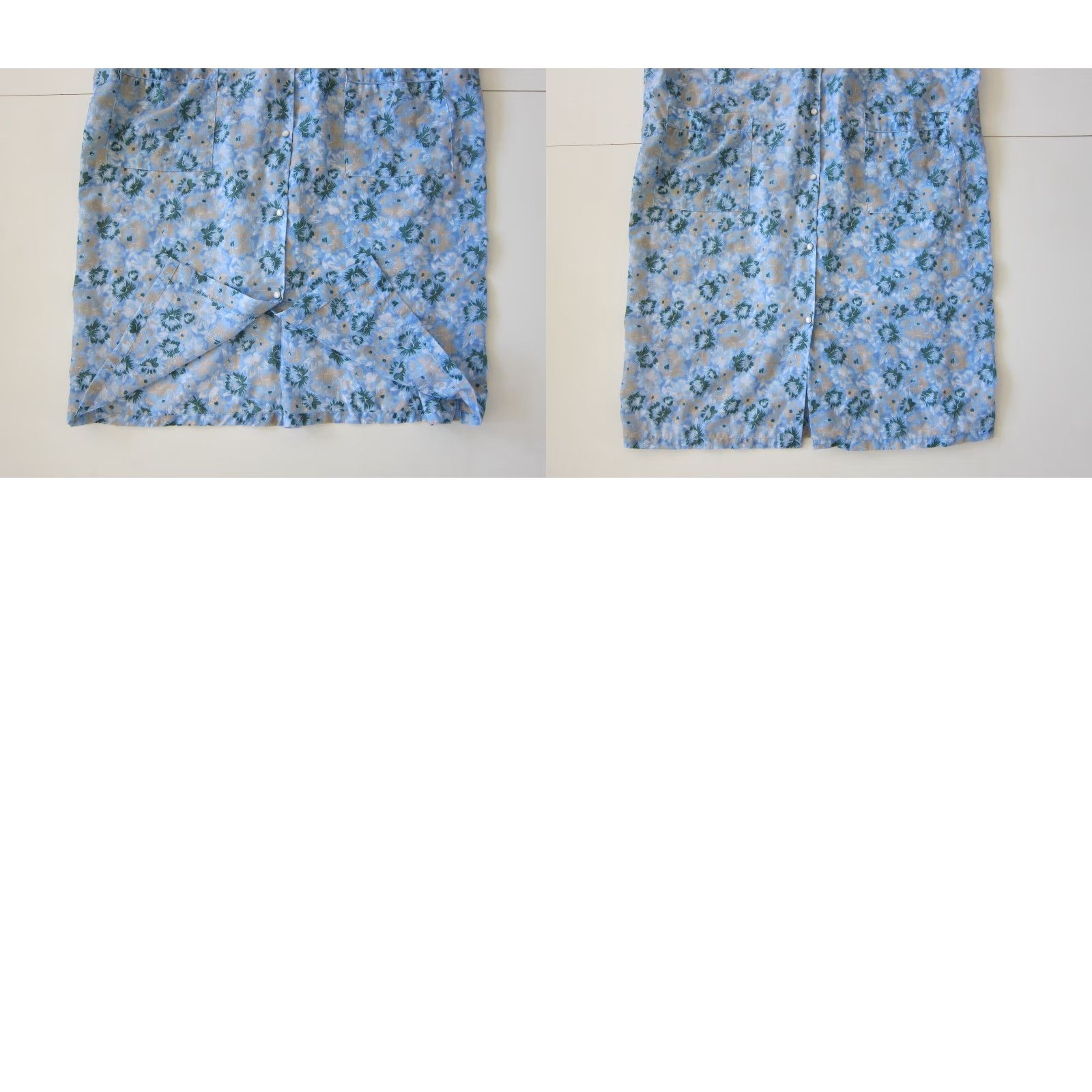 Vintage VINTAGE Nick & Sarah Cotton Blue Green Floral Button Down Pocket Maxi House Dress Plus 1X Size XL / US 12-14 / IT 48-50 - 8 Thumbnail