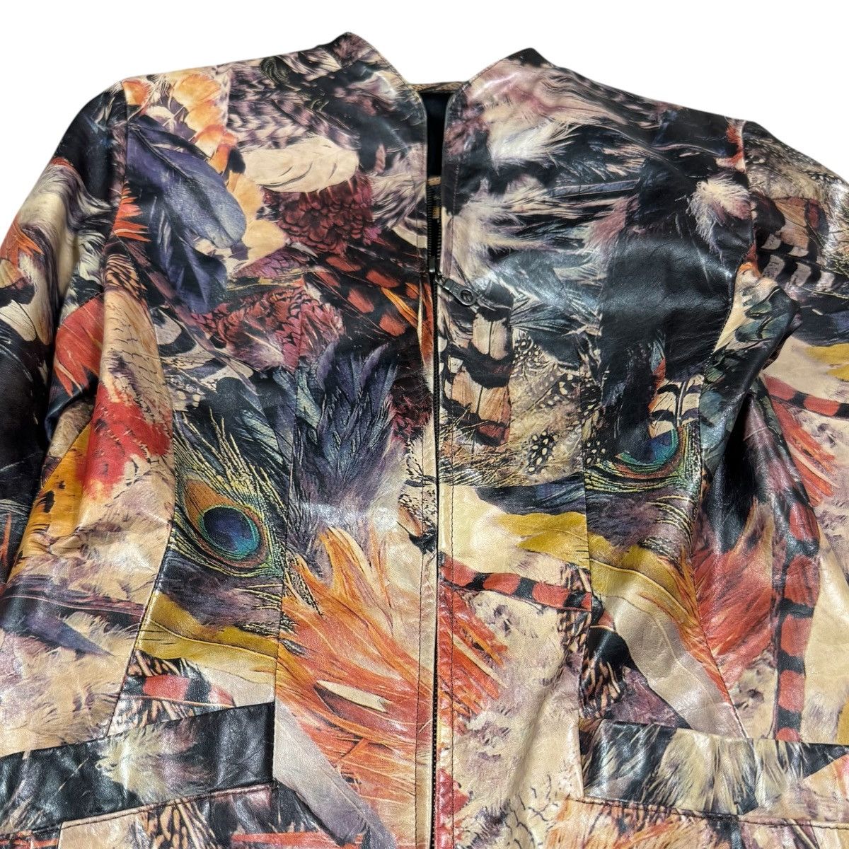 Other Mira Flores Feather Multicolor Leather Jacket Women's Small Size S / US 4 / IT 40 - 2 Thumbnail