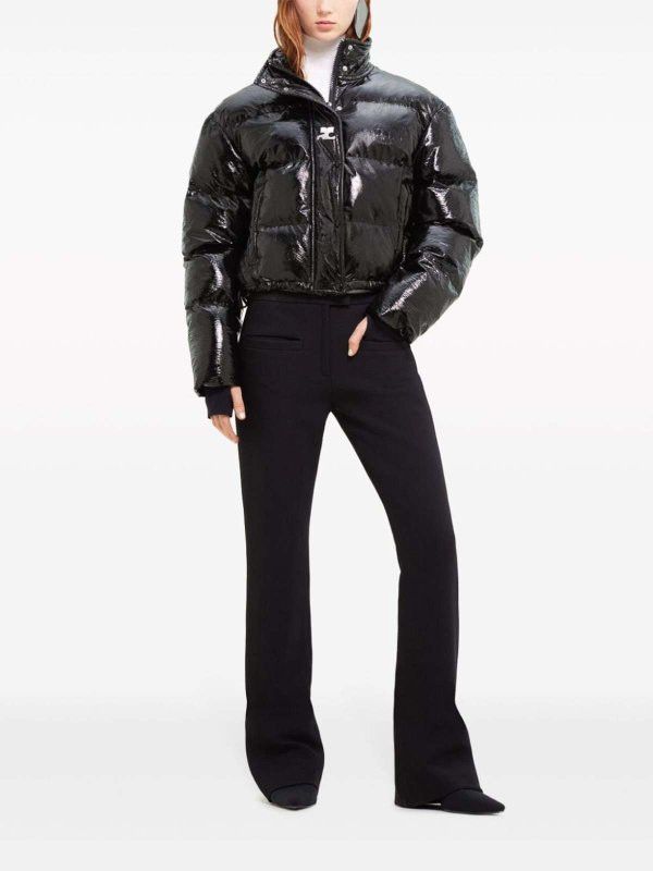 Courreges o1mle0824 Vinyl Logo-Print Puffer Jacket in Black Size L / US 10 / IT 46 - 4 Thumbnail