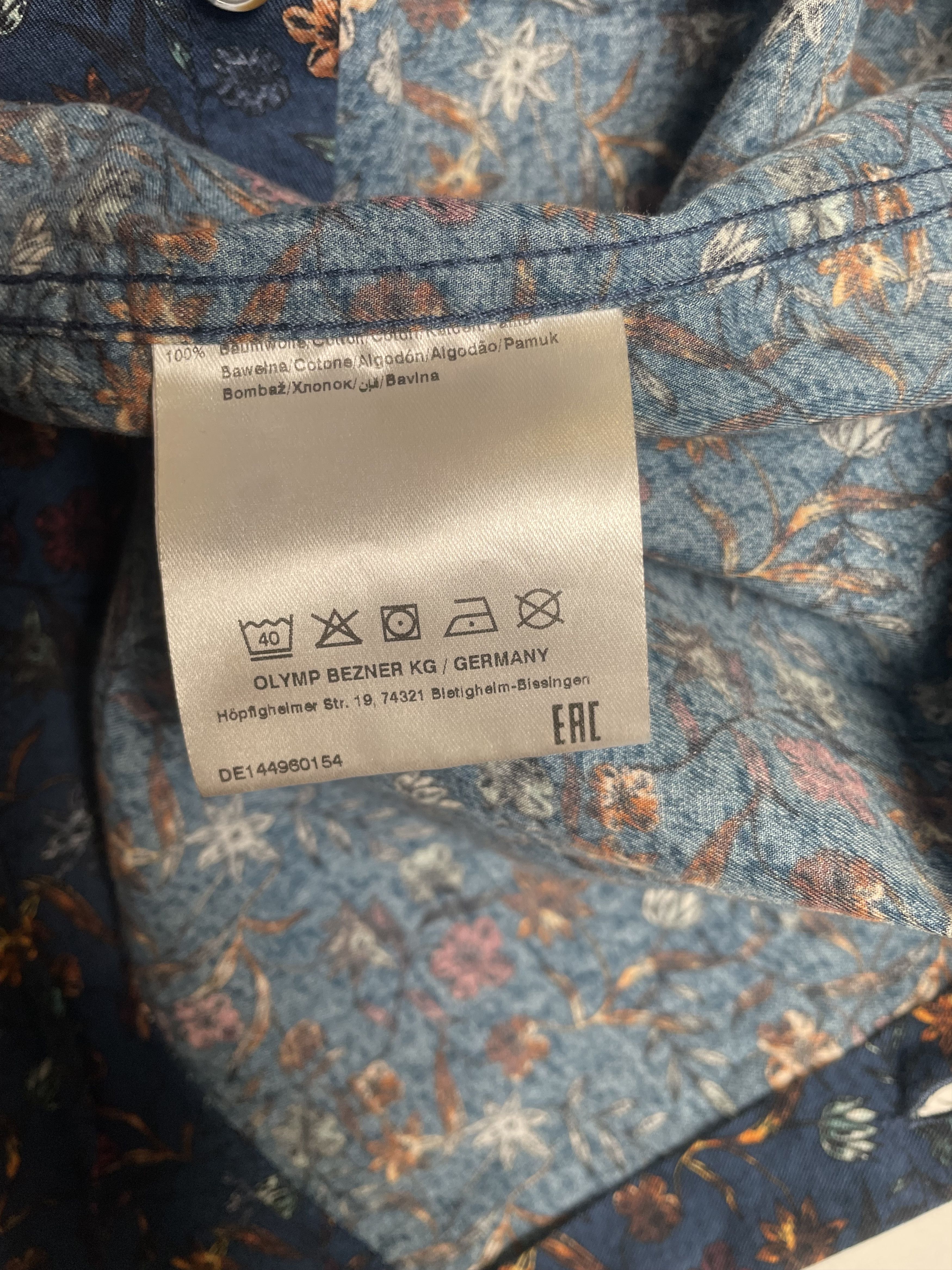 Other 🇩🇪 OLYMP Level Five Body Fit Floral Cotton Shirt - L Size US L / EU 52-54 / 3 - 8 Thumbnail