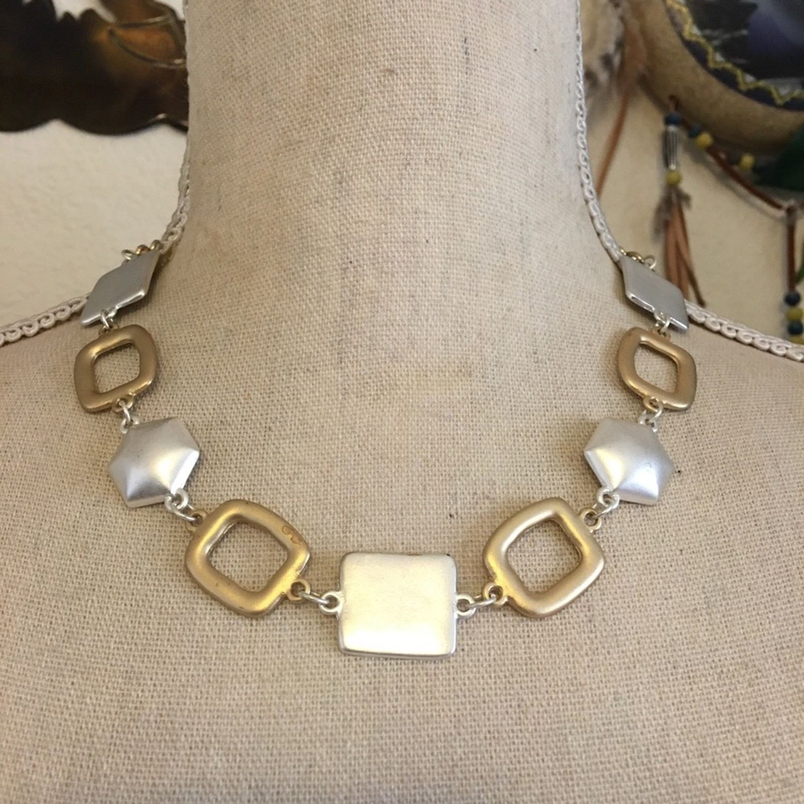 Kenneth Cole Kenneth Cole matte silver & gold link necklace Size ONE SIZE - 1 Thumbnail