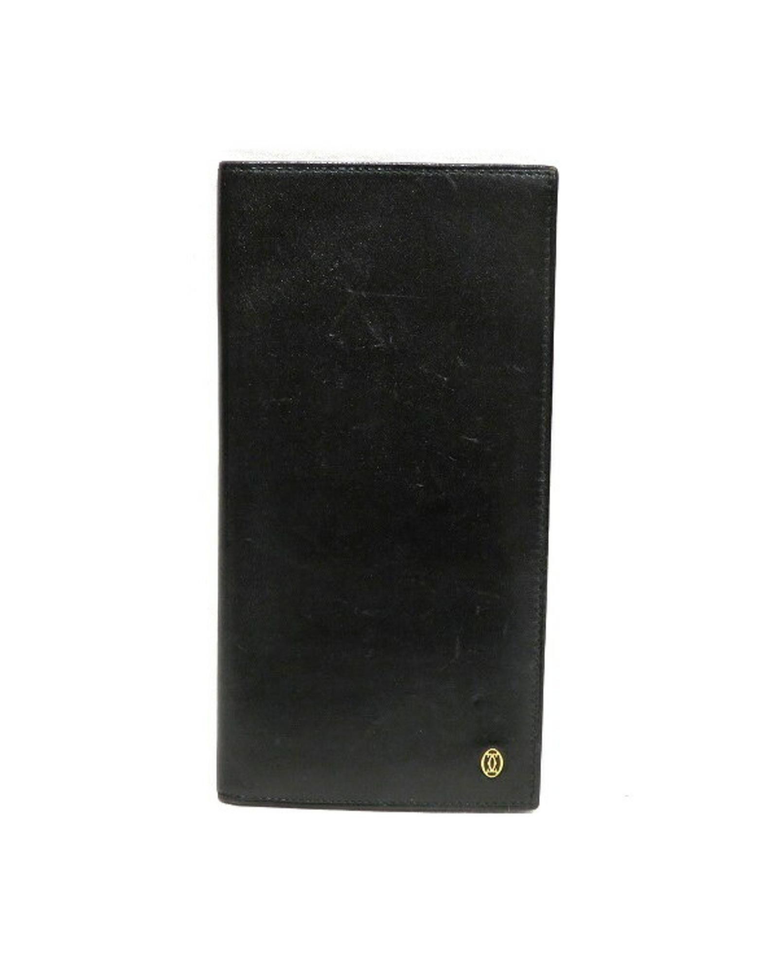image of Premium Black Leather Bi-Fold Wallet With Shop Card By Cartier, Women's