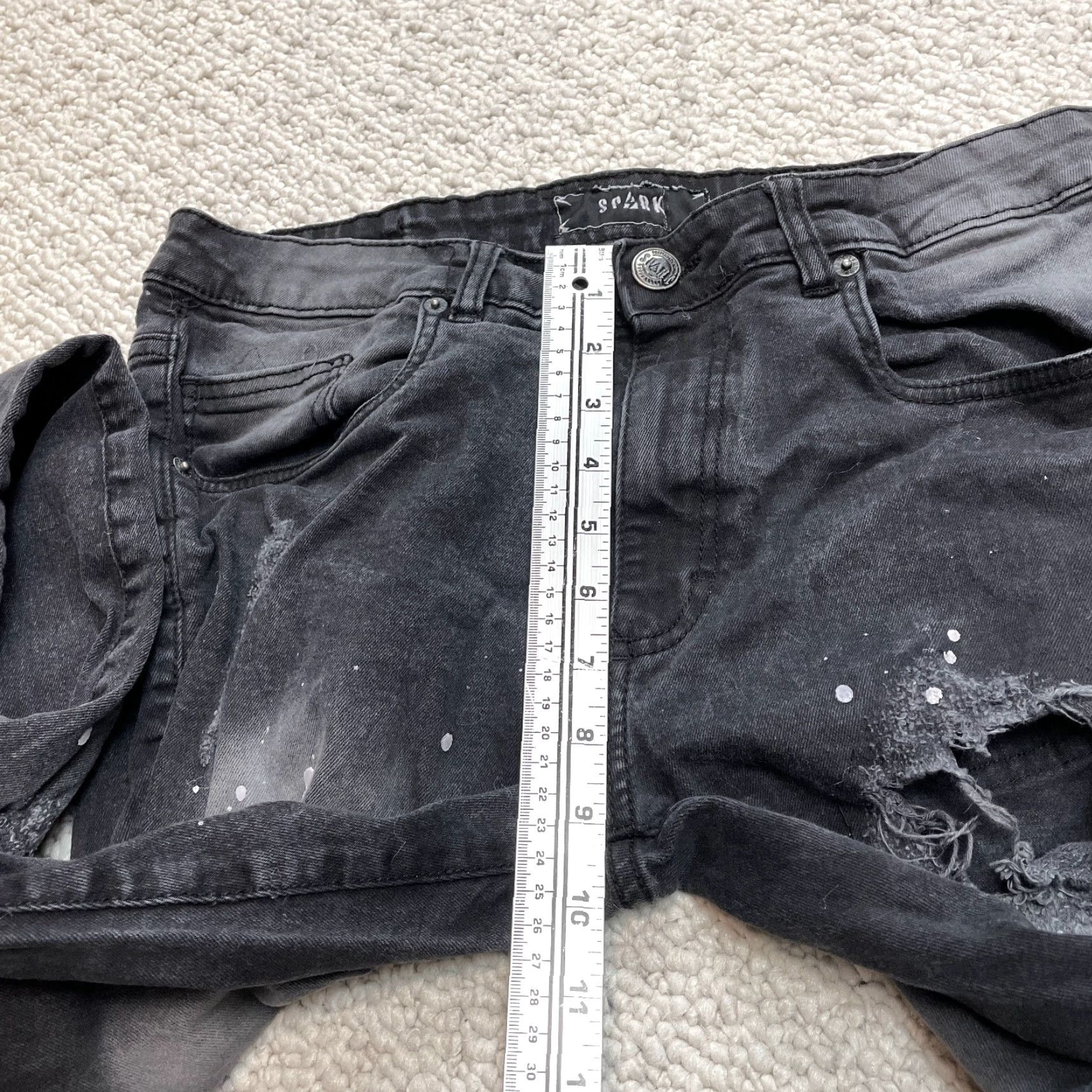 Vintage Spark Distressed Jeans Mens 32 x 32 Black Denim Slim Straight Low Rise 5-Pocket Stretch Size US 32 / EU 48 - 5 Thumbnail