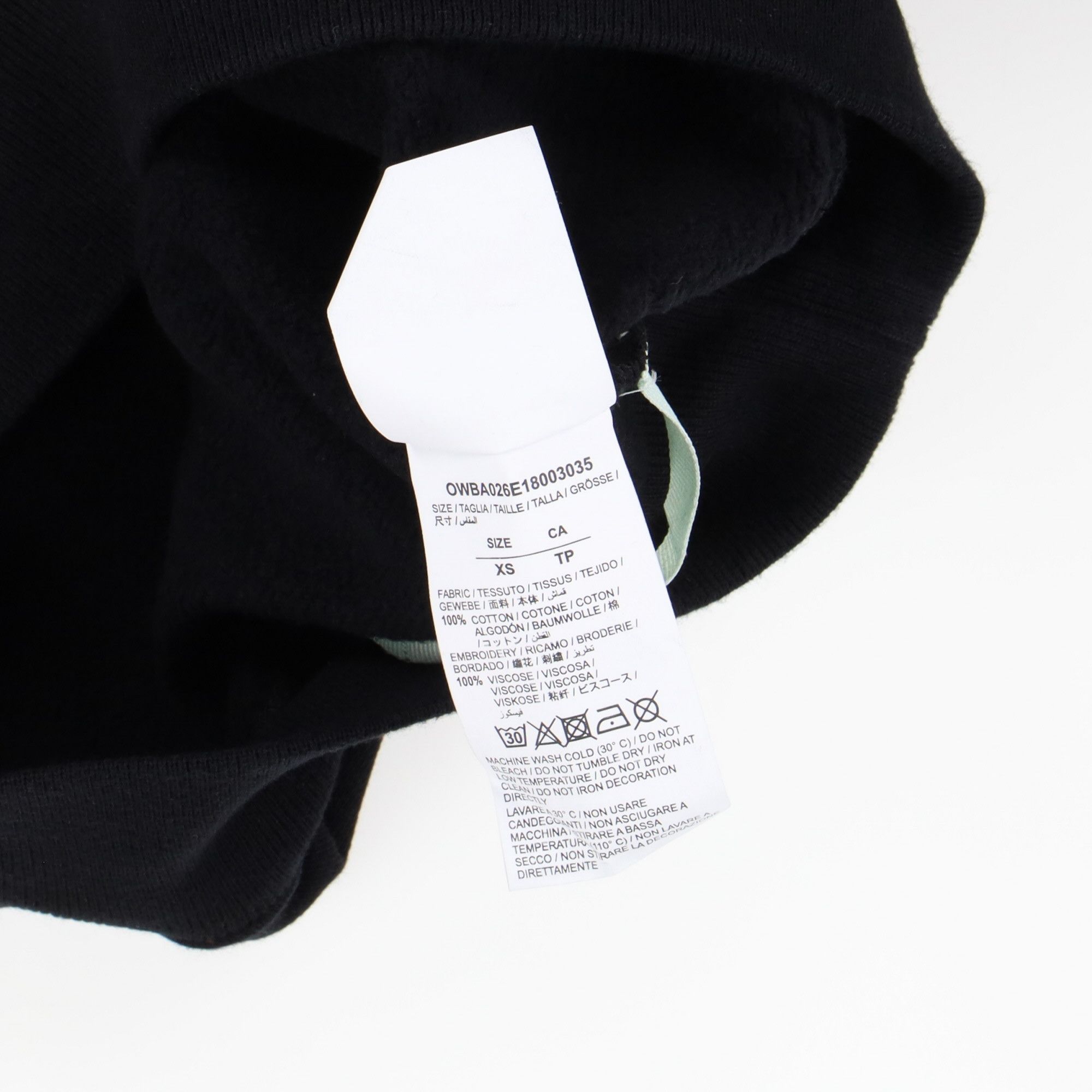 Off-White Black Quotes Crew Embroidered Logo Sweatshirt Size XS / US 0-2 / IT 36-38 - 7 Thumbnail