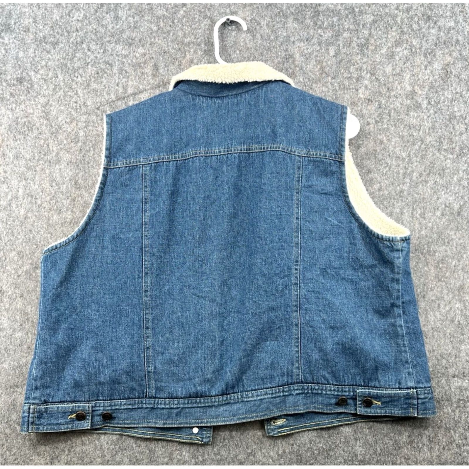 Denime Emma James Liz Clairborne Women's Blue Denim Sherpa Lined Vest XL Western Vest Vest Lined Pockets Bohemian Western Womens XL Blue Denim Vest Size XL / US 12-14 / IT 48-50 - 6 Thumbnail