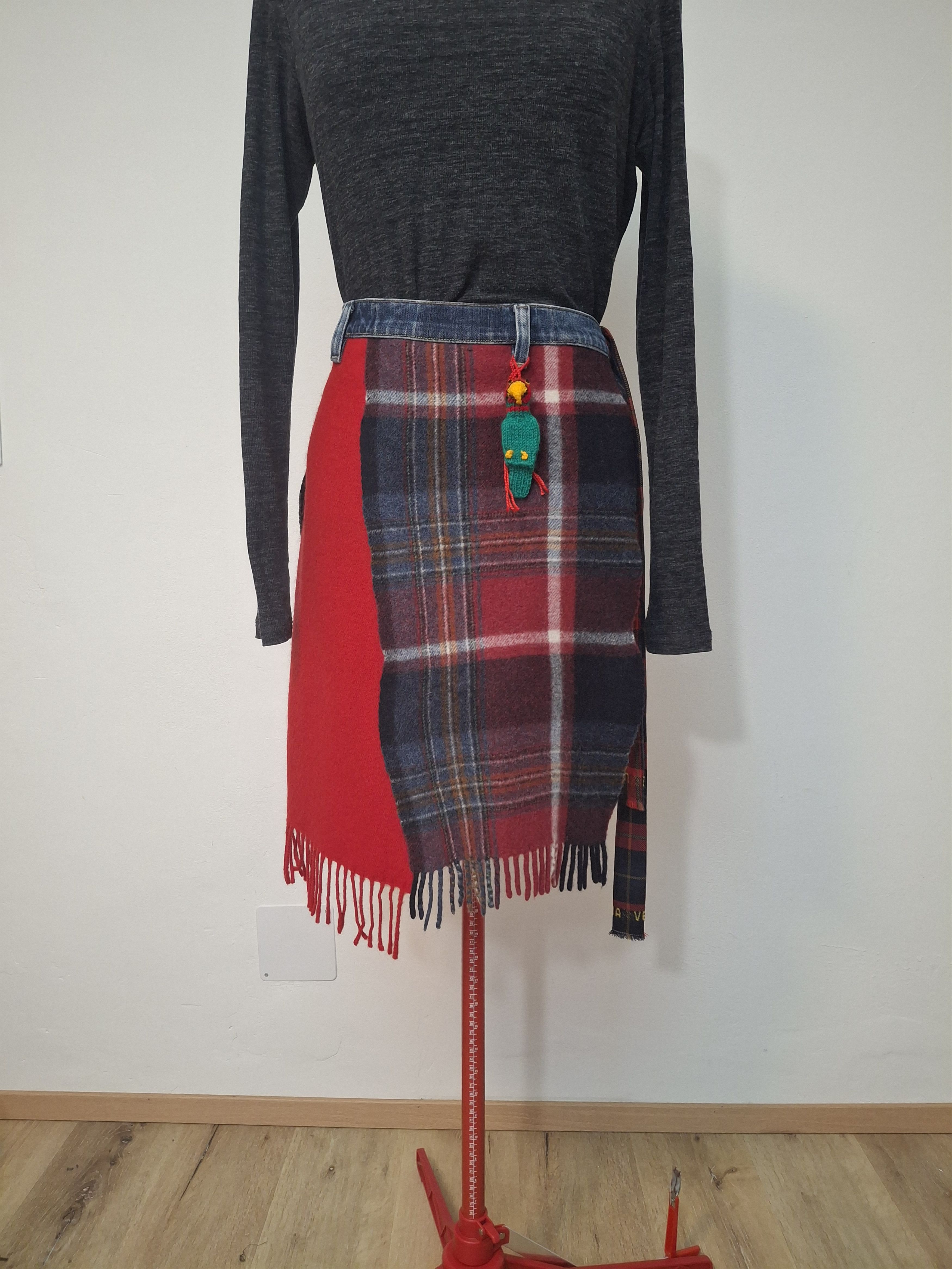 Handmade Reworked Wool Wrap Skirt Size 31" - 12 Thumbnail