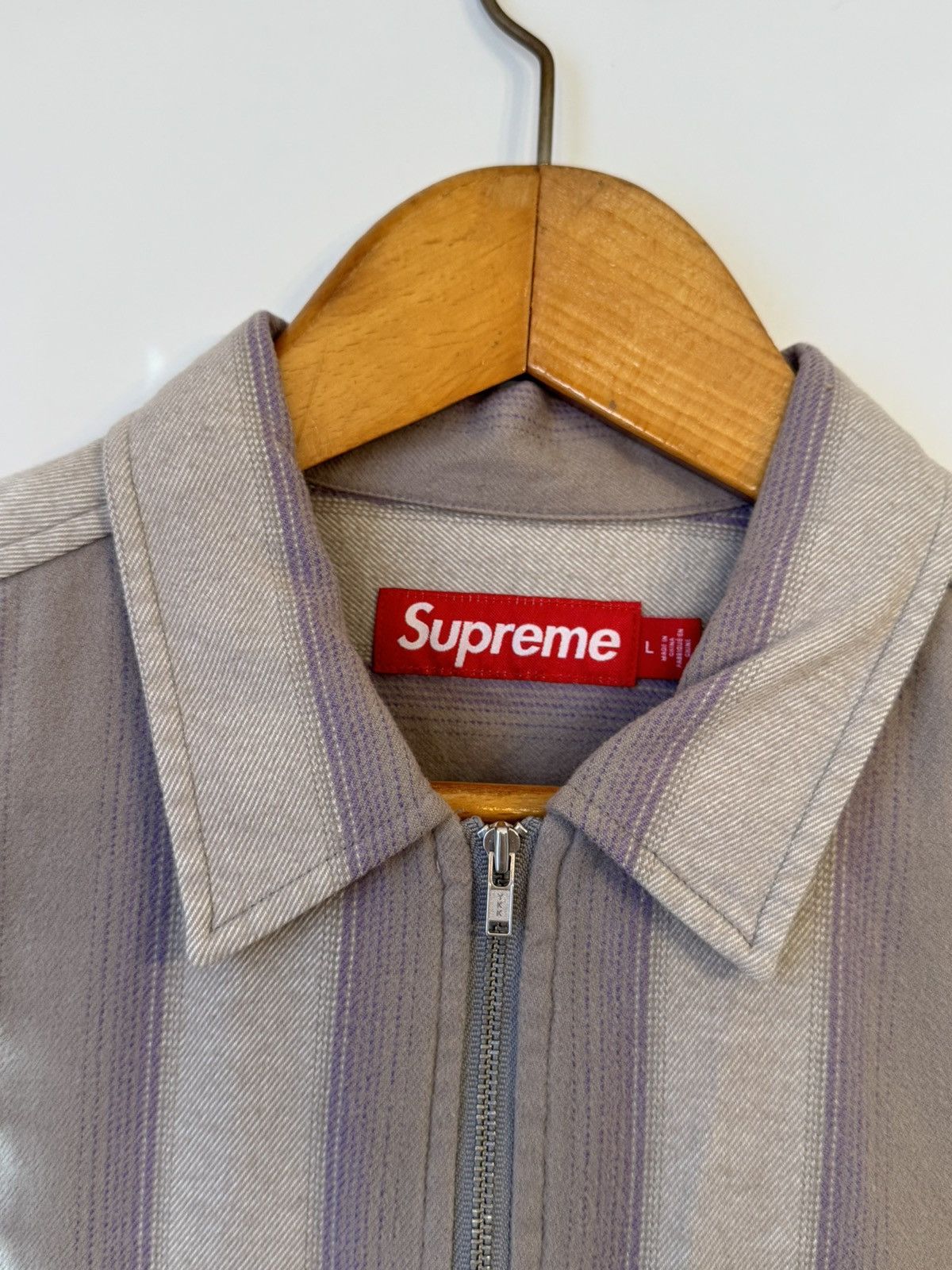Supreme Supreme Stripe Flannel Zip Up Shirt - Grey / Large Size US L / EU 52-54 / 3 - 3 Thumbnail
