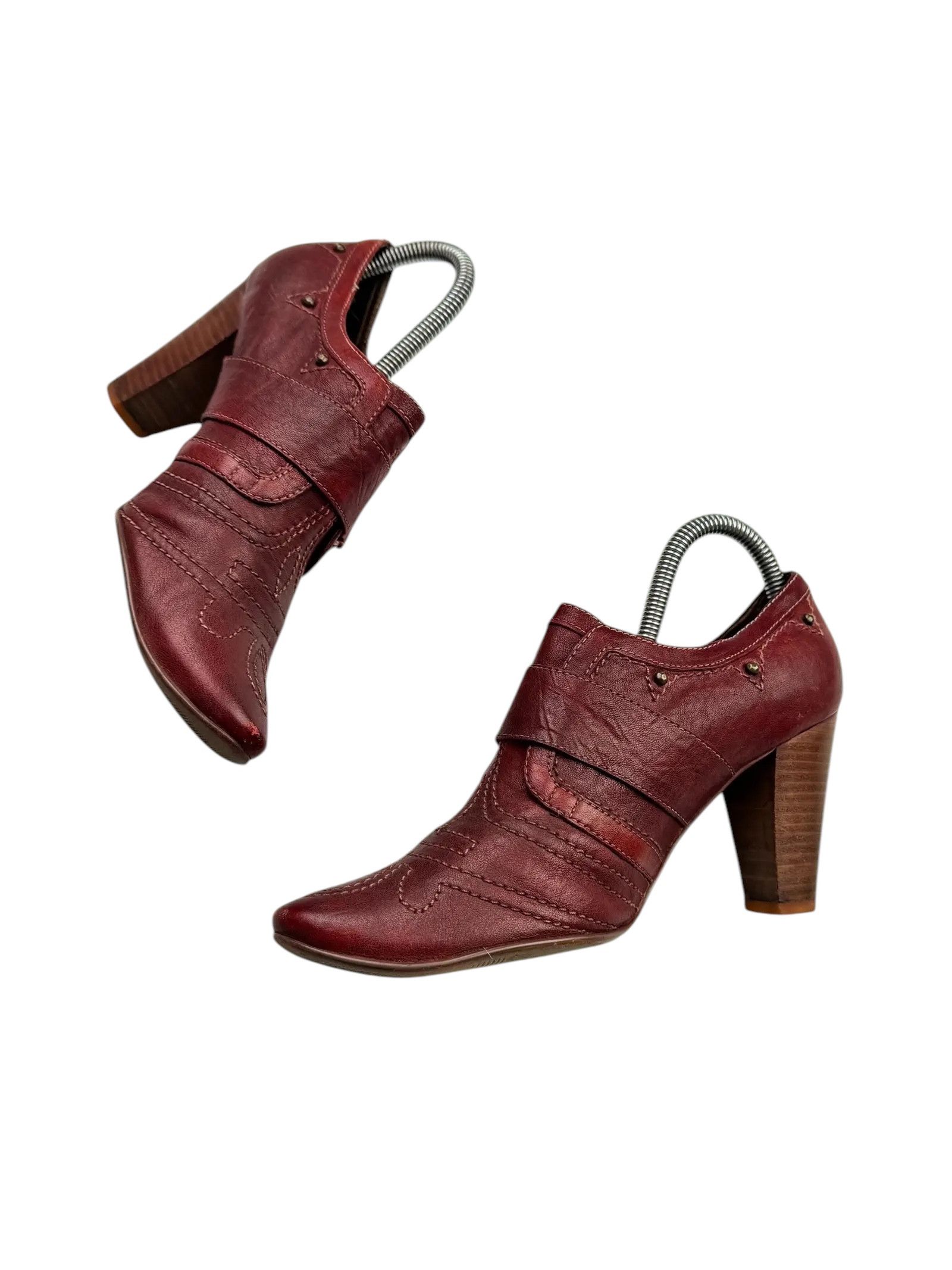 Vintage Vintage Leather Heels With Straps M10D15(E119)(V5) Size US 7 / IT 37 - 3 Thumbnail