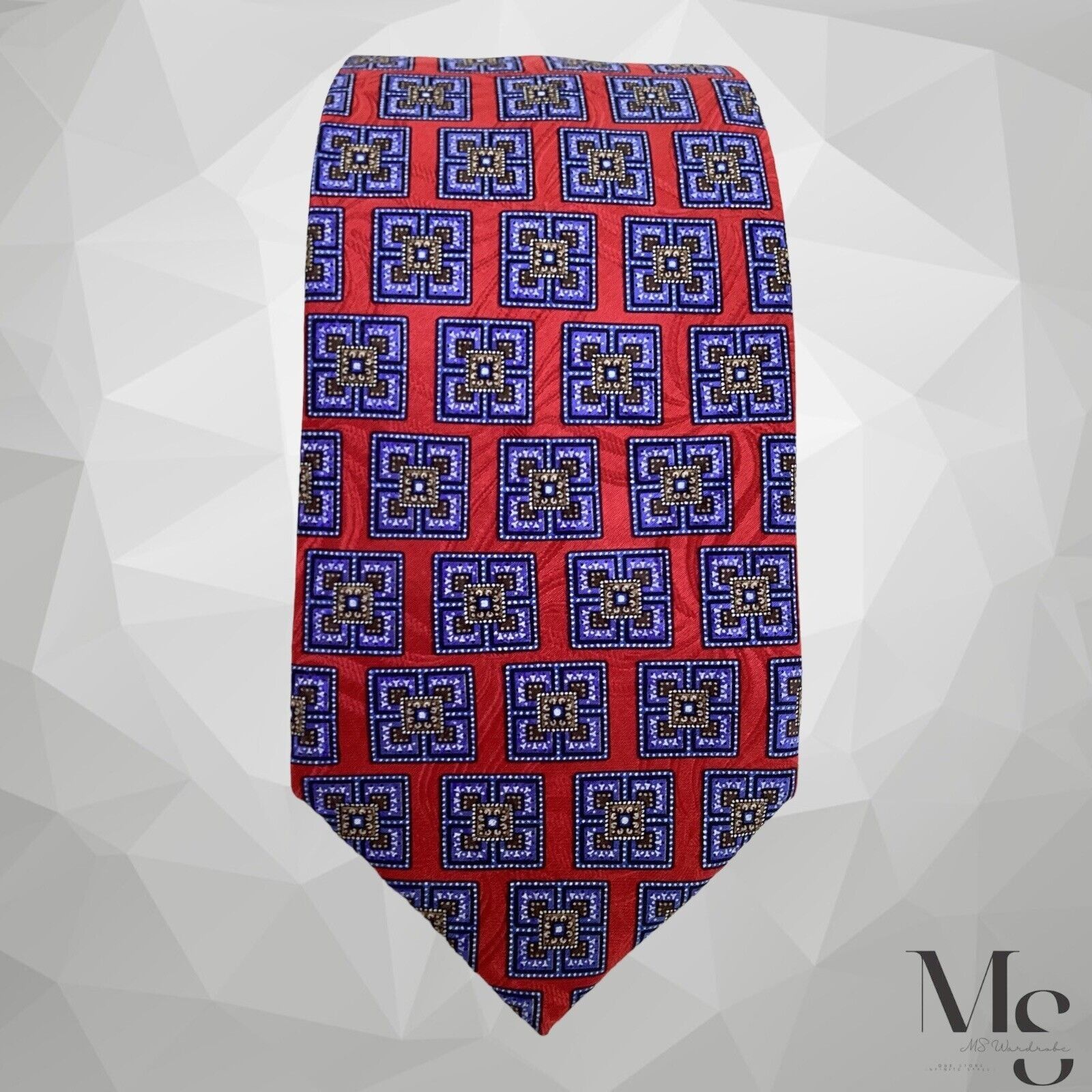 Ermenegildo Zegna ERMENEGILDO ZEGNA Black Tag Red Blue Medallion Silk Tie Ital Size ONE SIZE - 7 Thumbnail