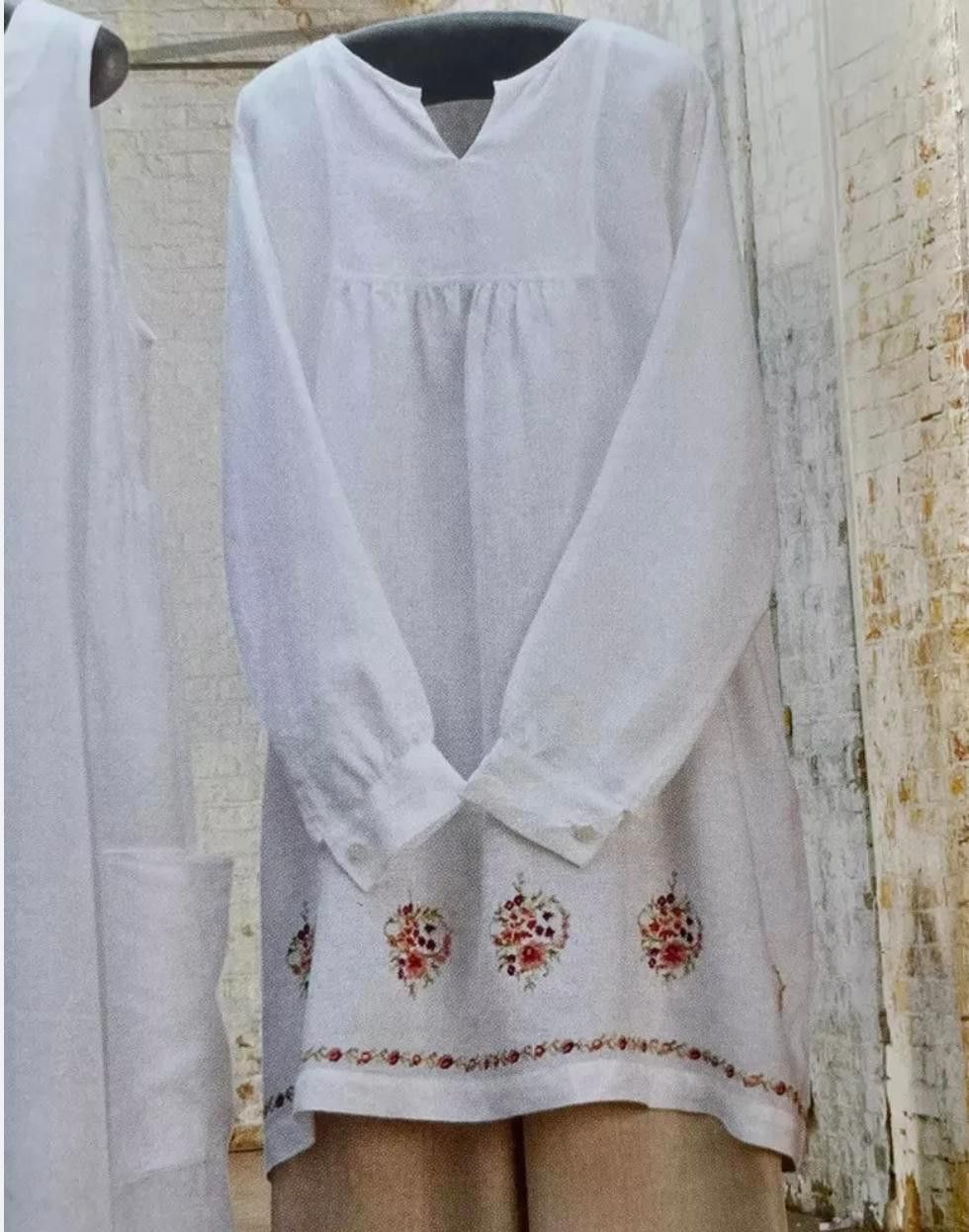 Designer Eskandar Sz 0 ROSE FLORAL Embroidered White Tunic Shirt Top Size XS / US 0-2 / IT 36-38 - 4 Thumbnail