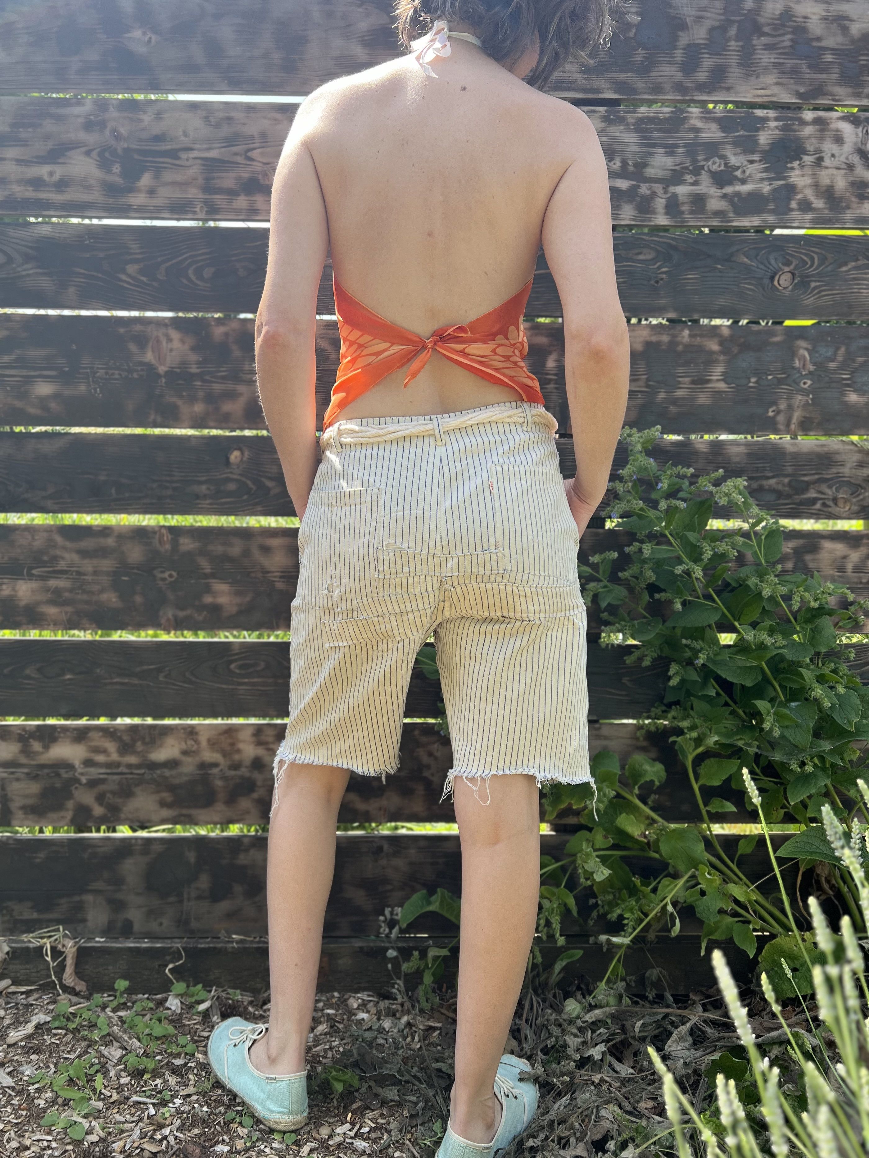 Levi's Vintage Clothing Vintage Big E Levi’s Cutoff Pinstripe Denim Shorts Size US 30 / EU 46 - 7 Thumbnail