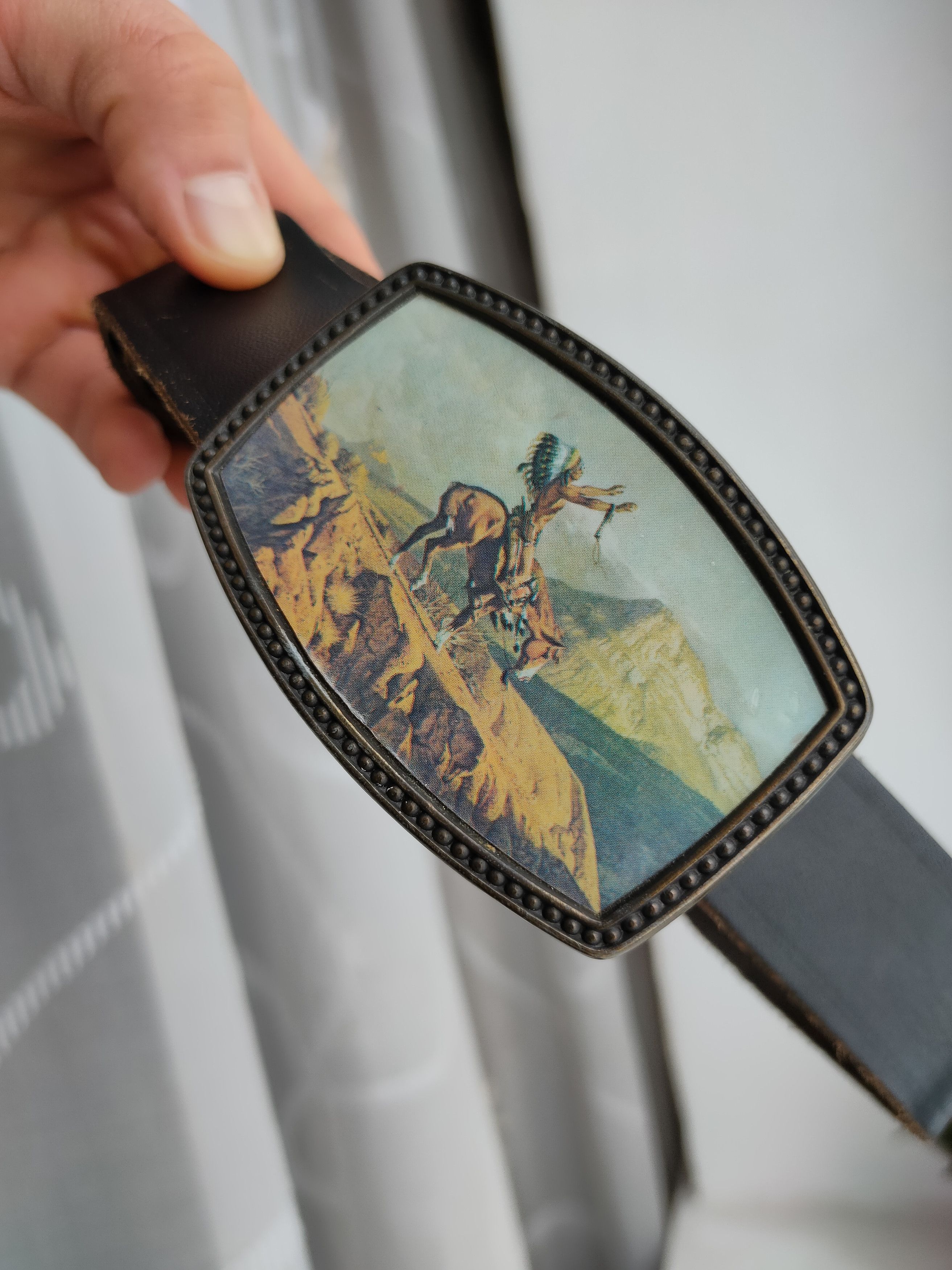 Vintage Vintage Newey England Leather Belt Buckle Prayer To God Size ONE SIZE - 6 Thumbnail
