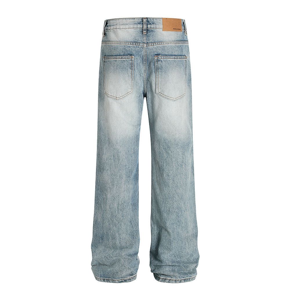Jean American retro straight-leg washed light blue ripped jeans Size US 32 / EU 48 - 2 Thumbnail