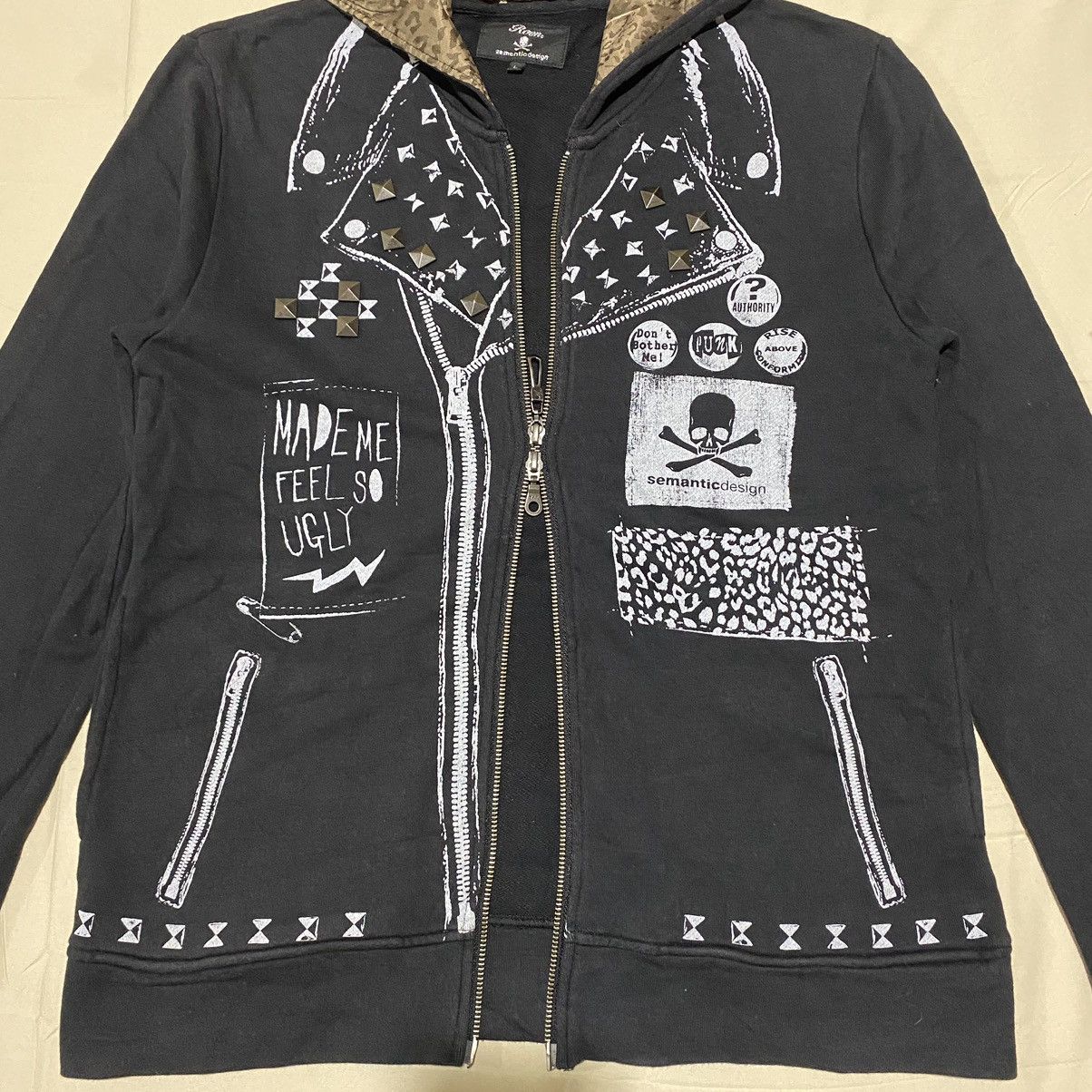 semanticdesign Y2K Roen x Semantic Design Studded Punk Zipper Hoodie