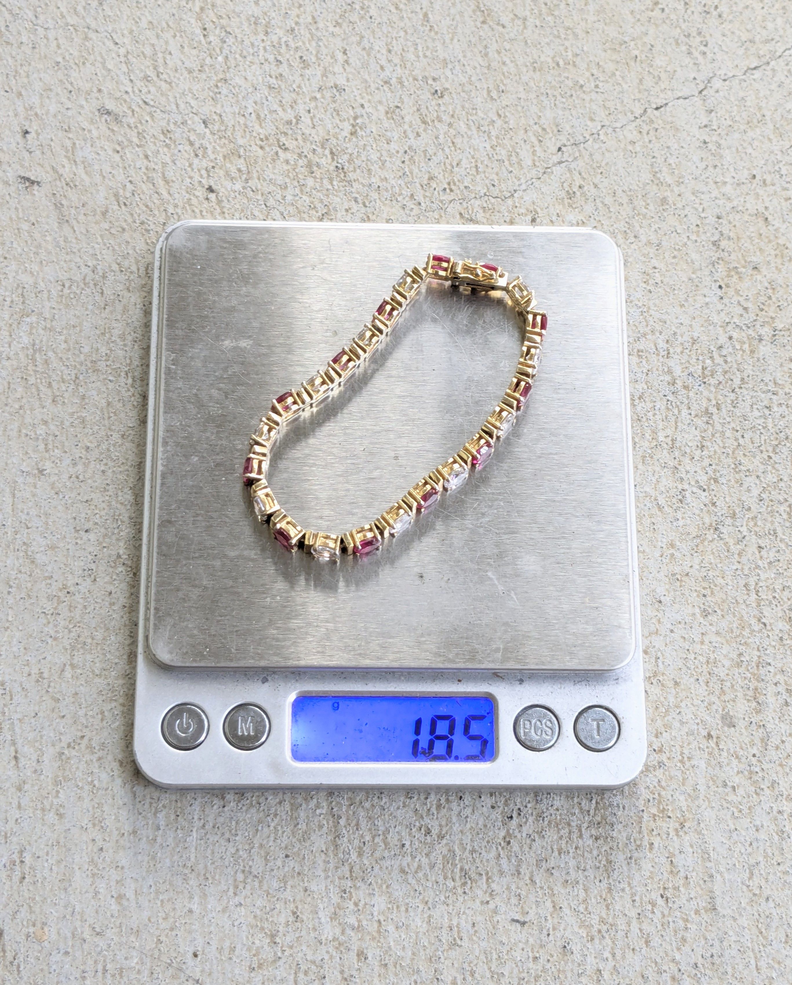 Sterling Silver Sterling Silver Tennis Bracelet Ruby CZ 7.25 Gold Vermeil Size ONE SIZE - 14 Thumbnail