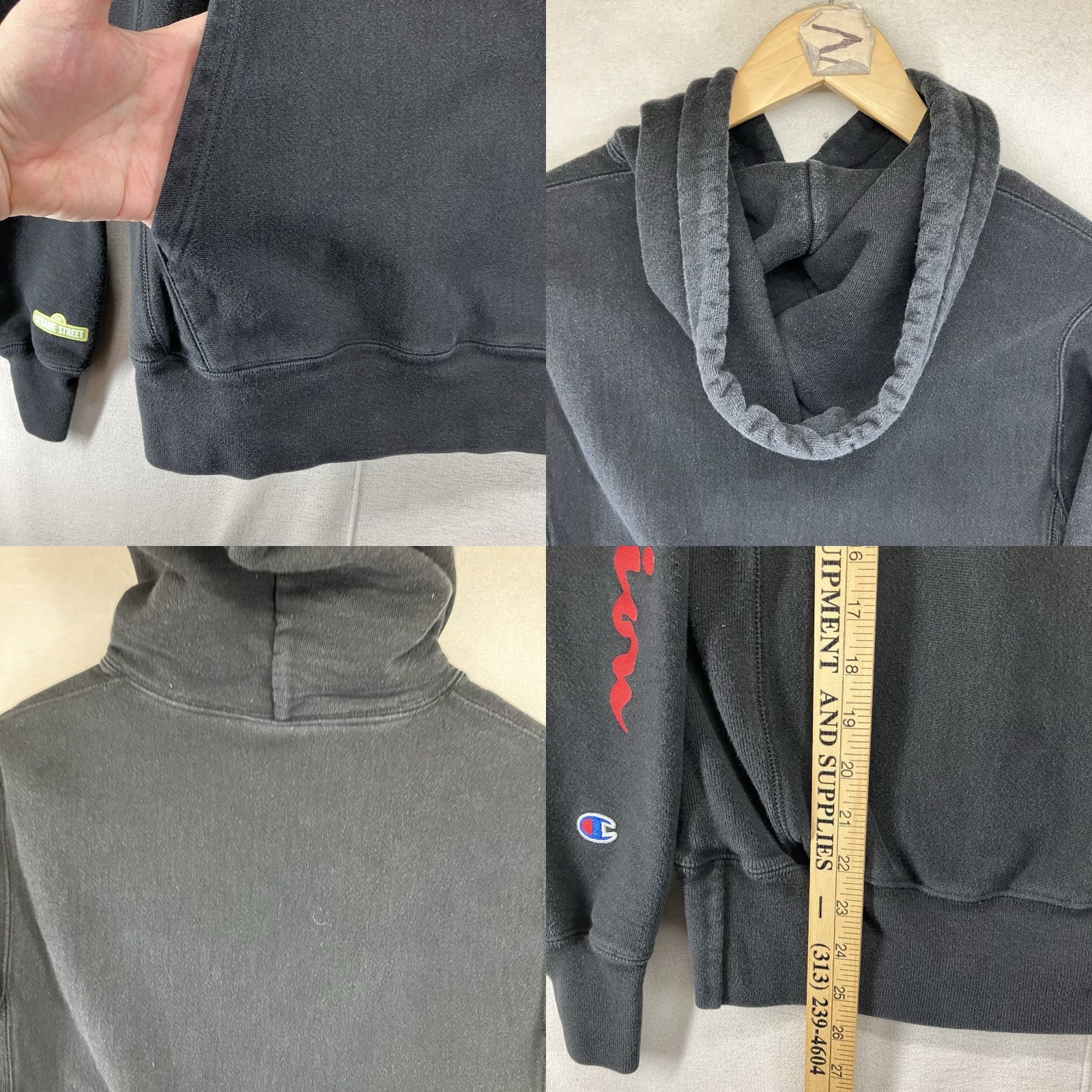 Champion VINTAGE Champion Reverse Weave Hoodie Small Black Sesame Street Oscar Grouch VTG Y2K Size US S / EU 44-46 / 1 - 10 Thumbnail