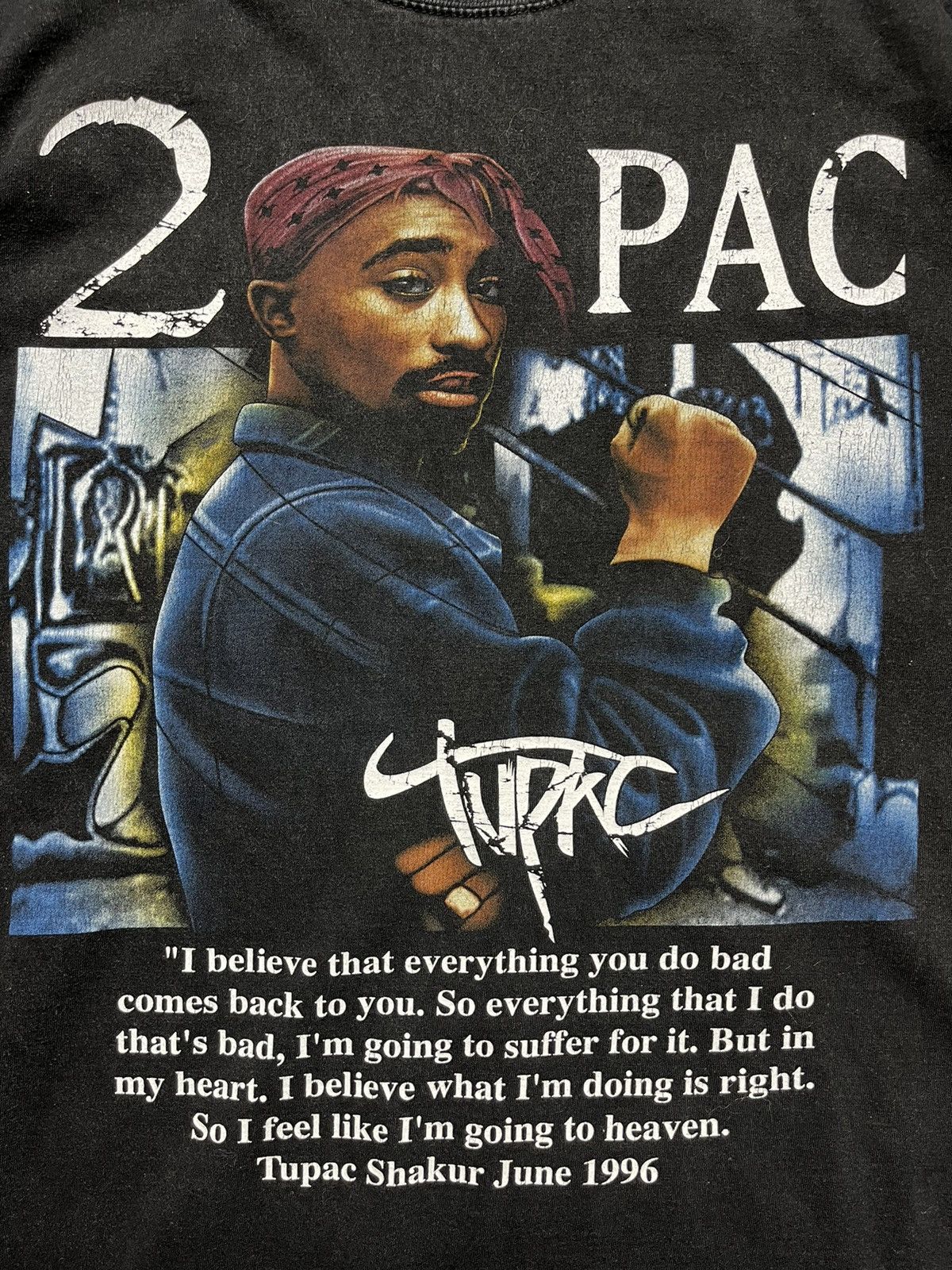 Rap Tees × Vintage Vintage 00s 2pac quote graphic rap tee worn to perfection Size US XL / EU 56 / 4 - 4 Thumbnail