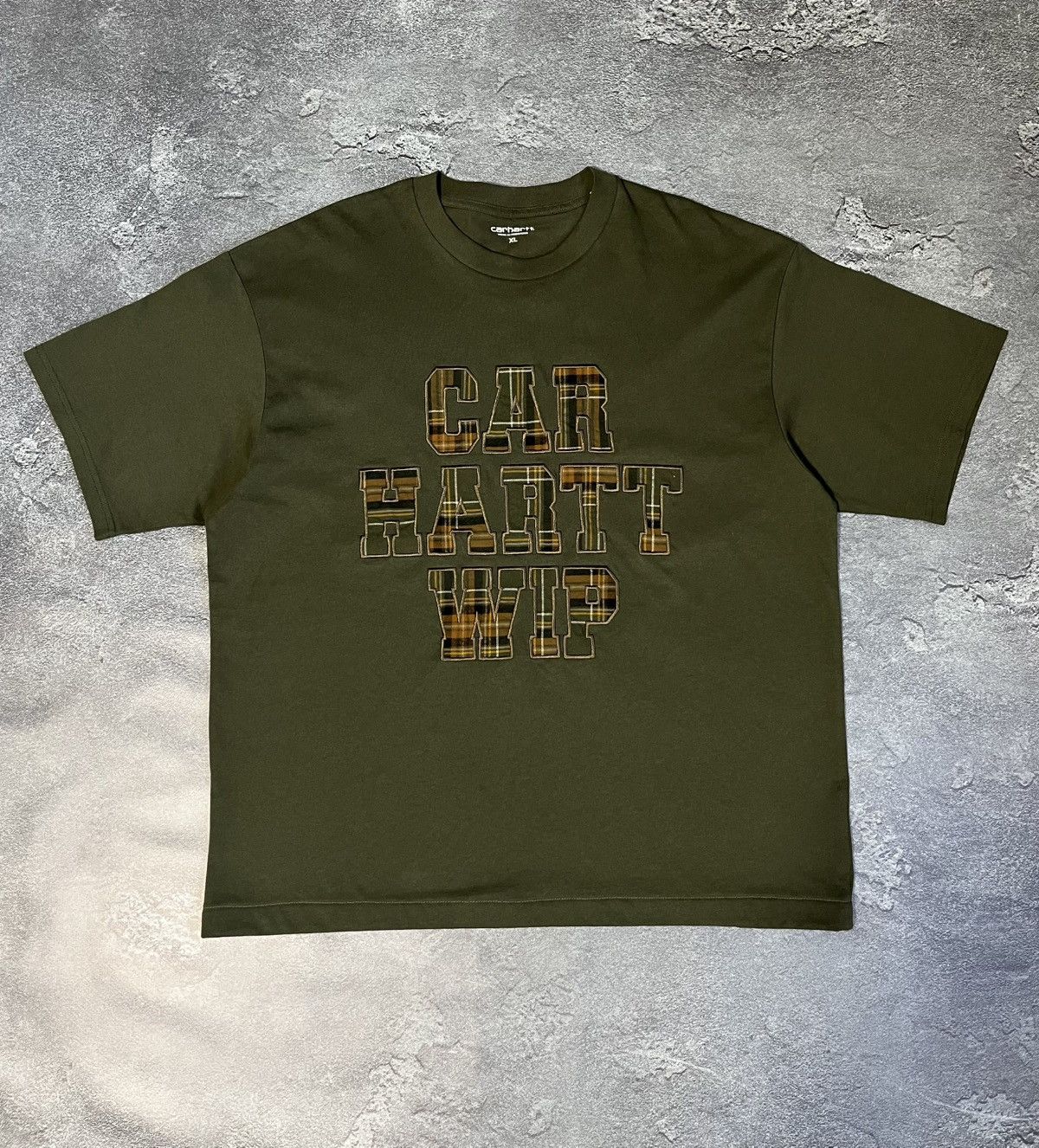 Carhartt Carhartt Khaki Big Checkered Logo T-Shirt Size US XL / EU 56 / 4 - 1 Thumbnail