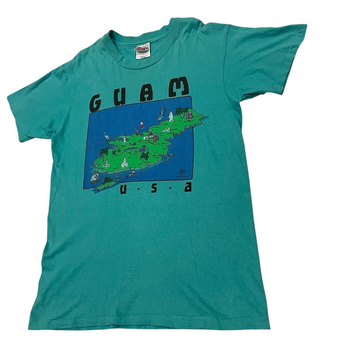 Vintage Vintage 90s Guam USA Map T-Shirt Hanes Beefy-T Single Stitch Size US M / EU 48-50 / 2 - 2 Thumbnail