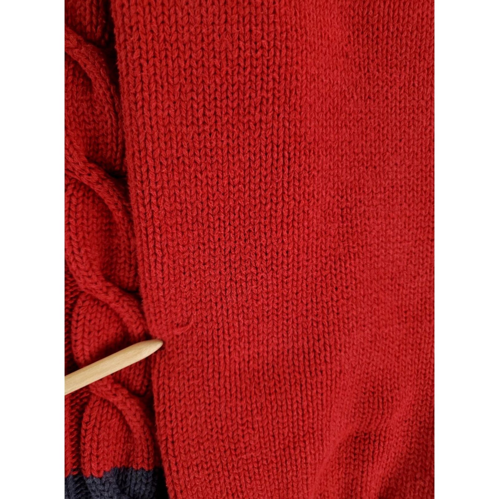 Gap VINTAGE GAP Y2K Cable Knit V Neck Sweater Fishermans Red Blue Mens M Pullover Baggy Hole Back? Size US M / EU 48-50 / 2 - 4 Thumbnail