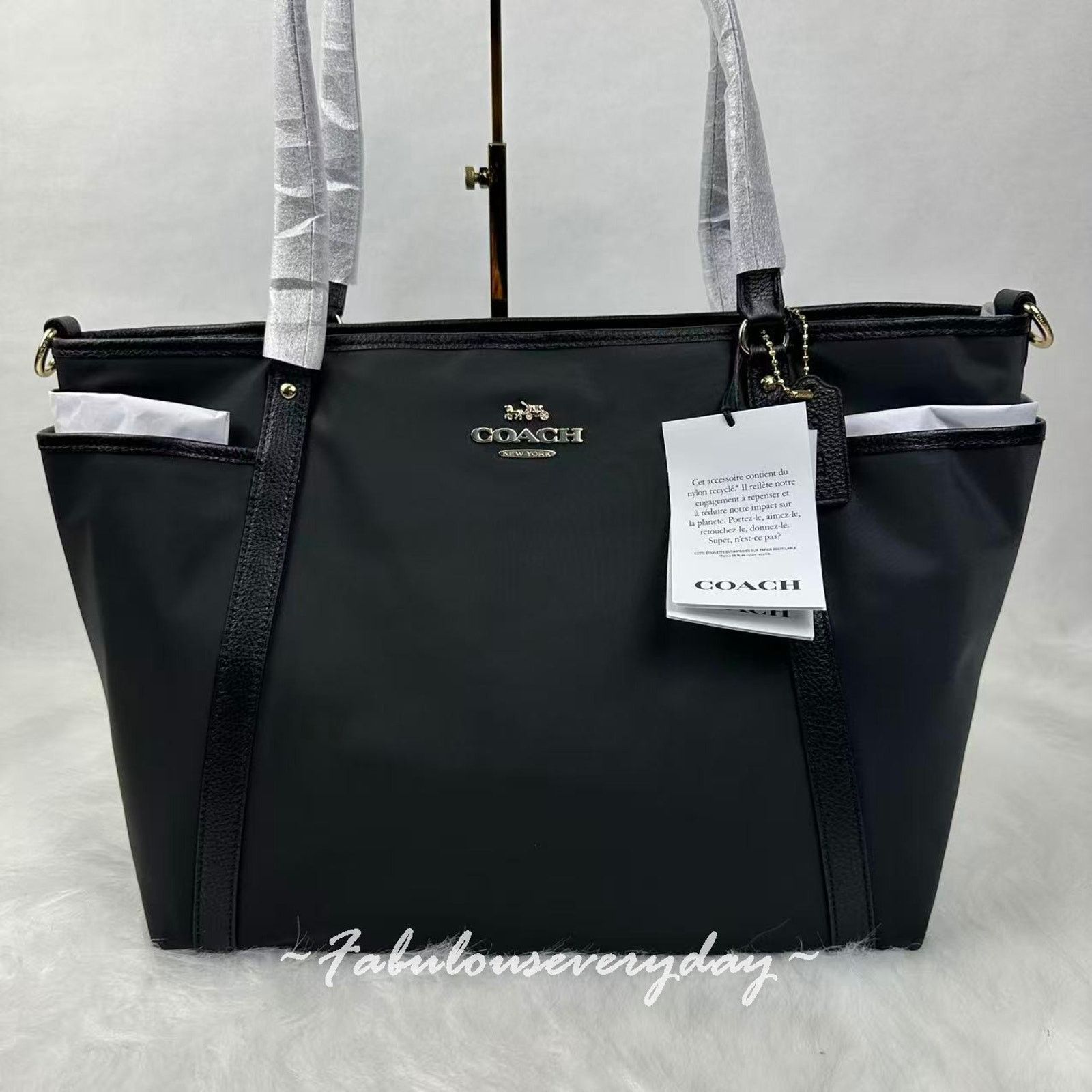 Coach Coach Baby Bag Shoulder Bag Nylon and Leather Silver/Black Size ONE SIZE - 2 Thumbnail