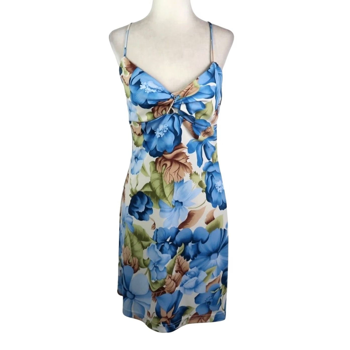 Vintage VINTAGE A-List Blue Tropical Floral Print Mini Dress S Dress Women Sleeveless Mini 90s Beach Bohemian Hawaiian Summer 90s Womens Size S / US 4 / IT 40 - 2 Thumbnail