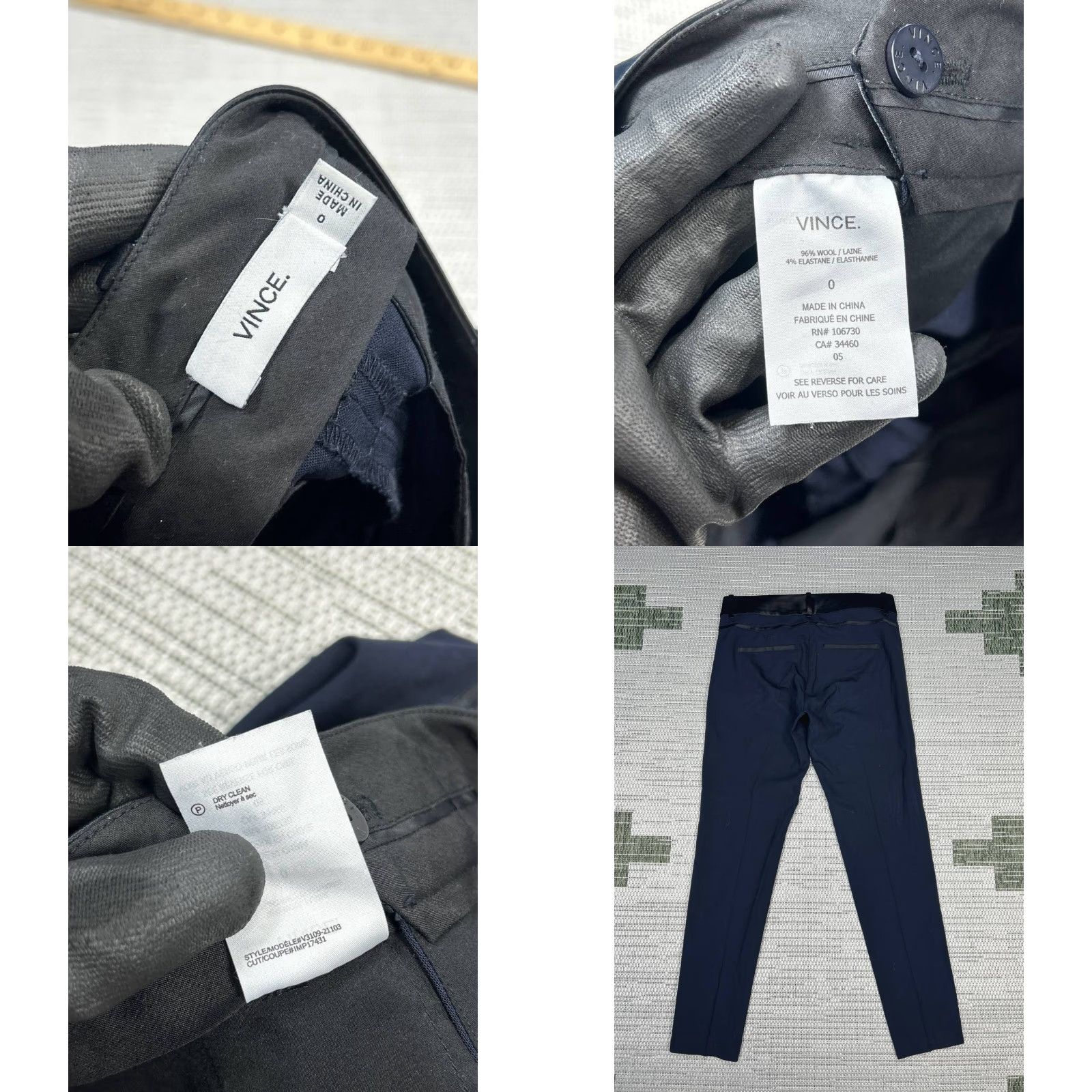 Vince Vince Dress Pants Womens 0 Blue Wool Stretch Low Rise Tapered Leg Office Formal Dress Pants Womens 0 Blue Wool Stretch Size 25" / US 0 / IT 36 - 8 Thumbnail