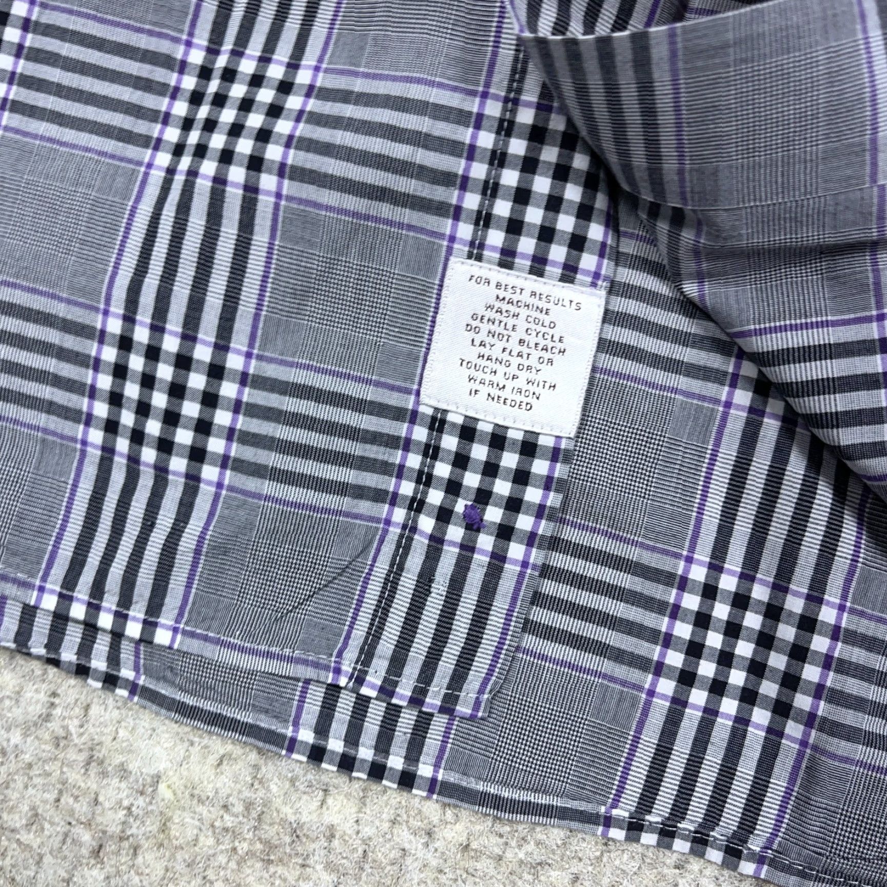 Peter Millar Peter Millar Shirt Men Large Black Plaid Button-Up Glen Dress Poplin Size 42R - 5 Thumbnail