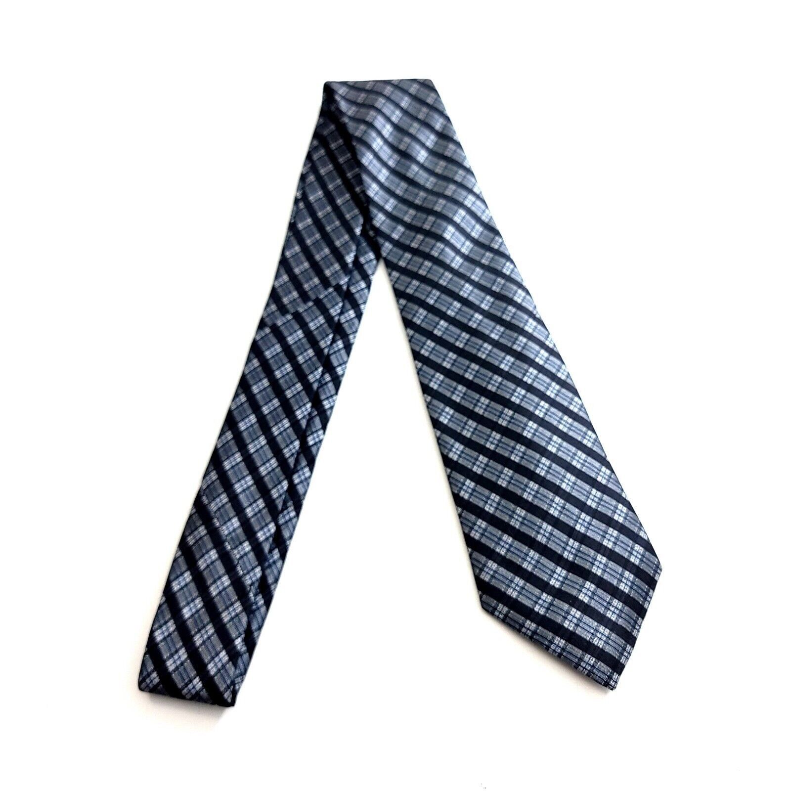 Calvin Klein Calvin Klein Gray Black Plaid Woven Silk Tie Size ONE SIZE - 6 Thumbnail