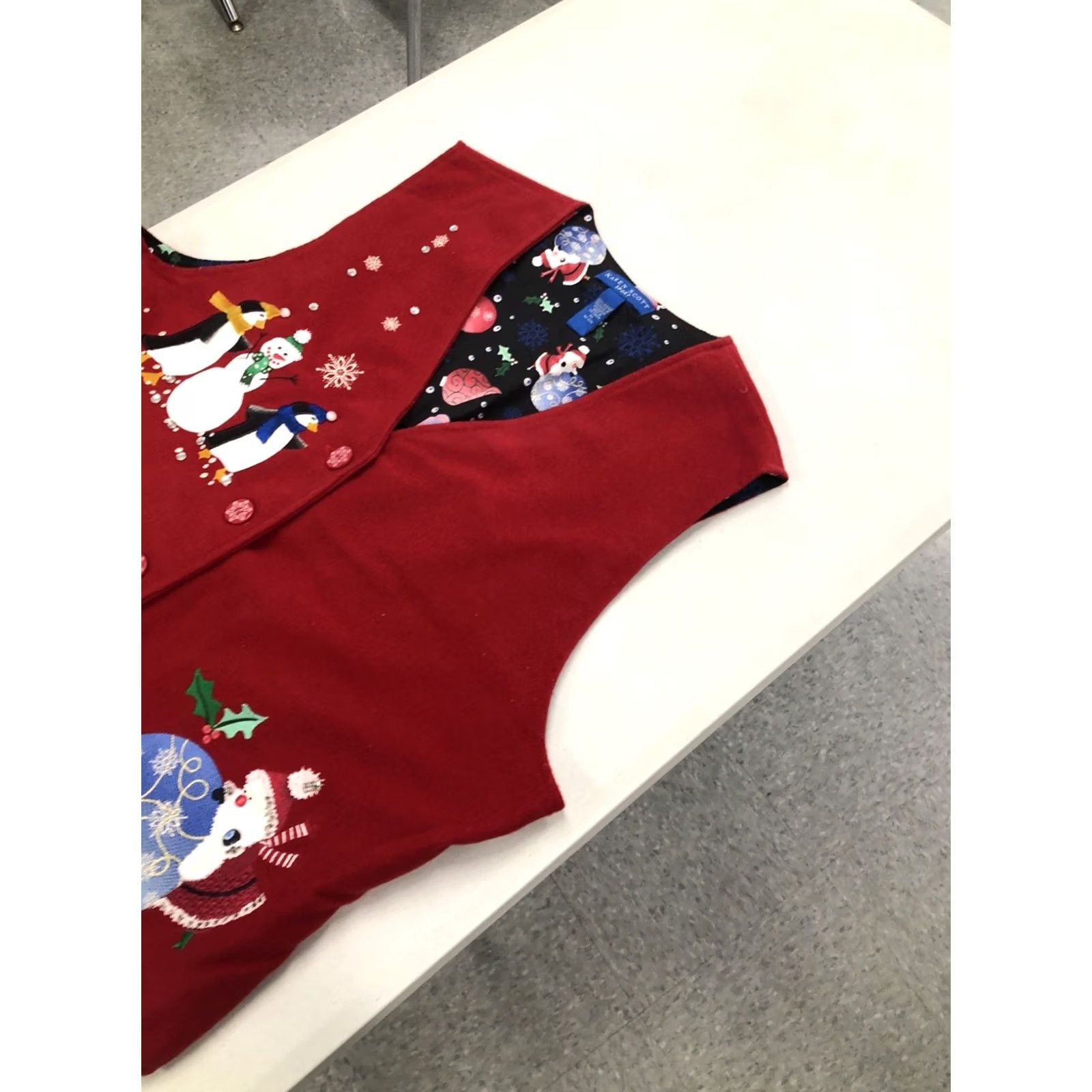 Vintage Karen Scott Sport Embroidered Grandma Festive Christmas Cozy Vest XL Red Sleeveless Vest Women's Christmas Theme Party/Cocktail Casual Size XL / US 12-14 / IT 48-50 - 2 Thumbnail