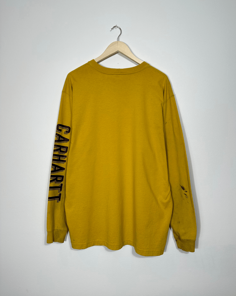 Carhartt Vintage Carhartt Thrashed/Stained Yellow Long Sleeve - XL Size US XL / EU 56 / 4 - 3 Thumbnail